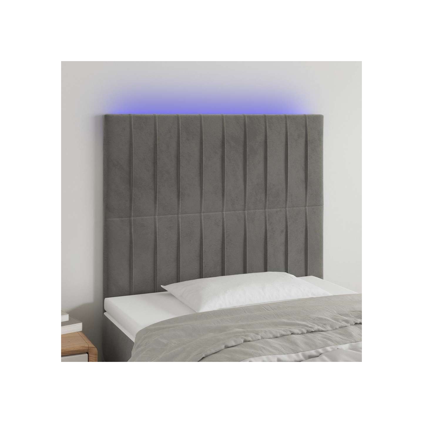 Tête de lit à LED Gris clair 90x5x118/128 cm Velours