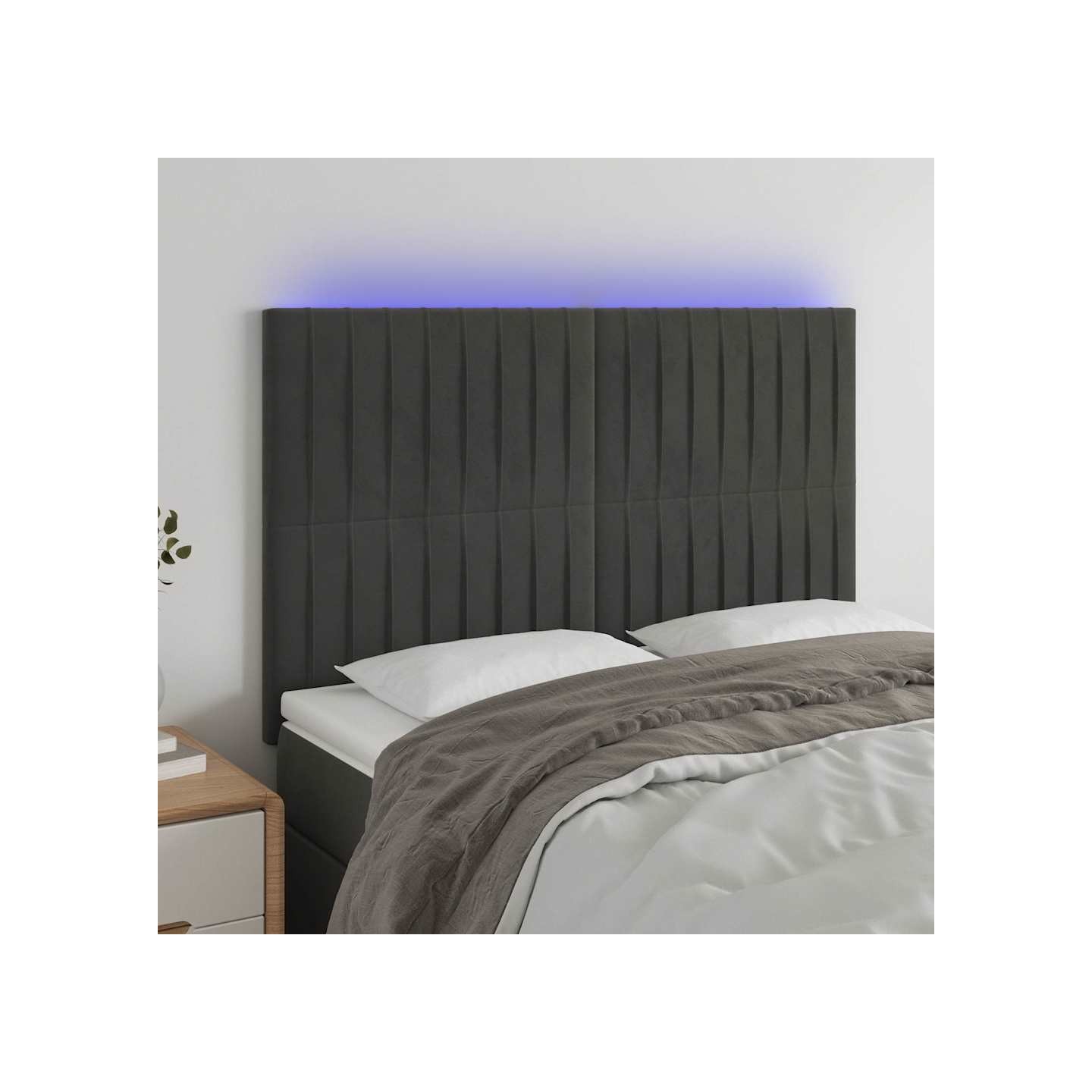 Tête de lit à LED Gris foncé 144x5x118/128 cm Velours
