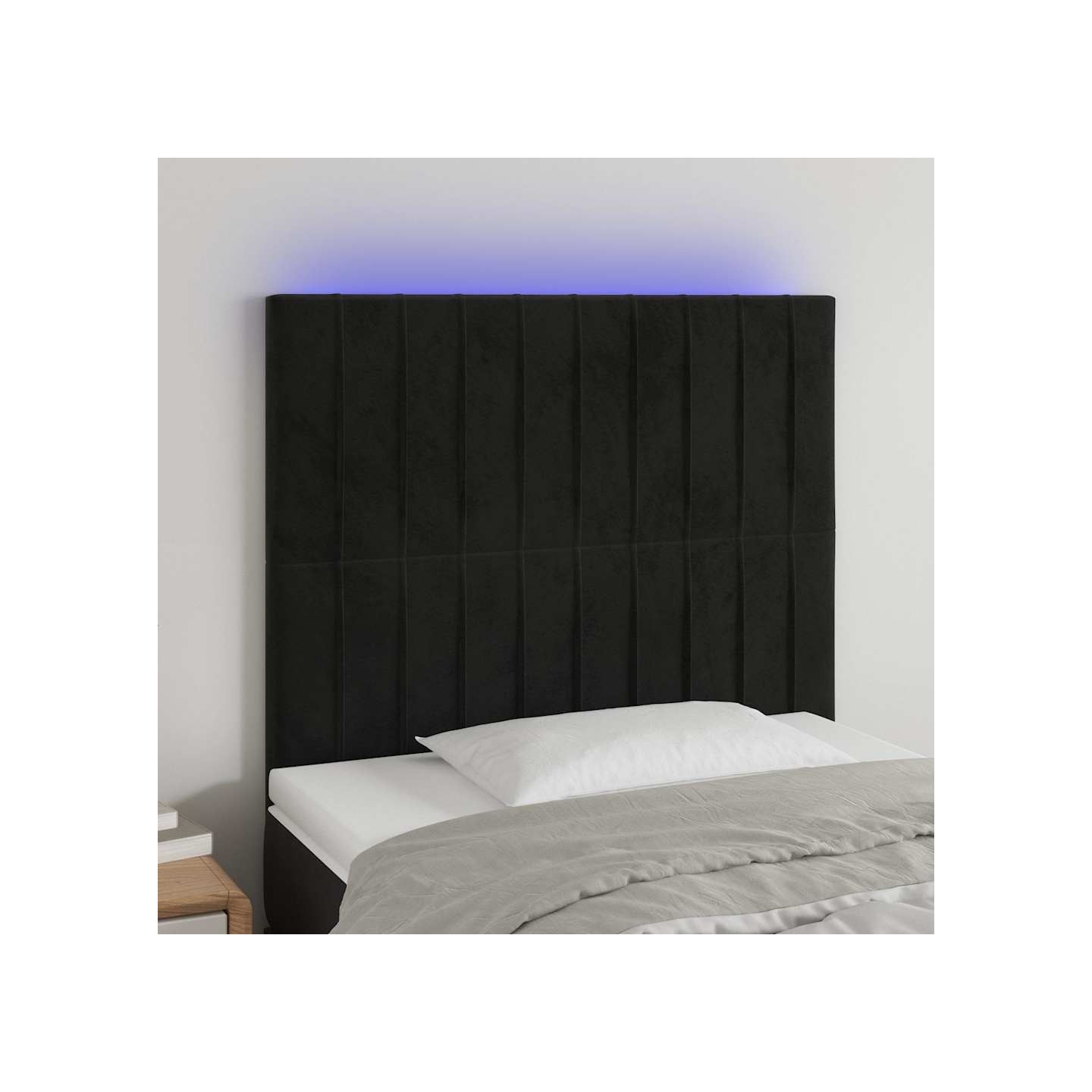 Tête de lit à LED Noir 80x5x118/128 cm Velours