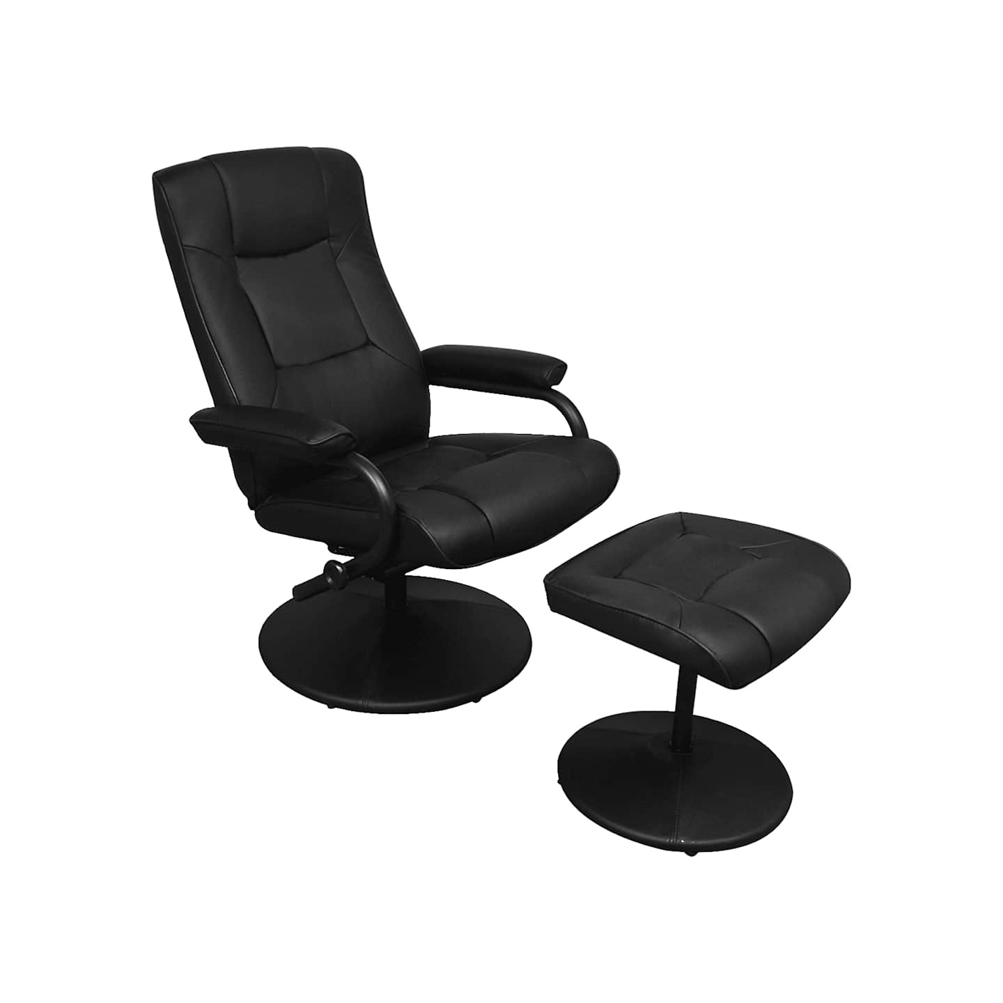 Fauteuil TV avec repose-pied Noir Similicuir