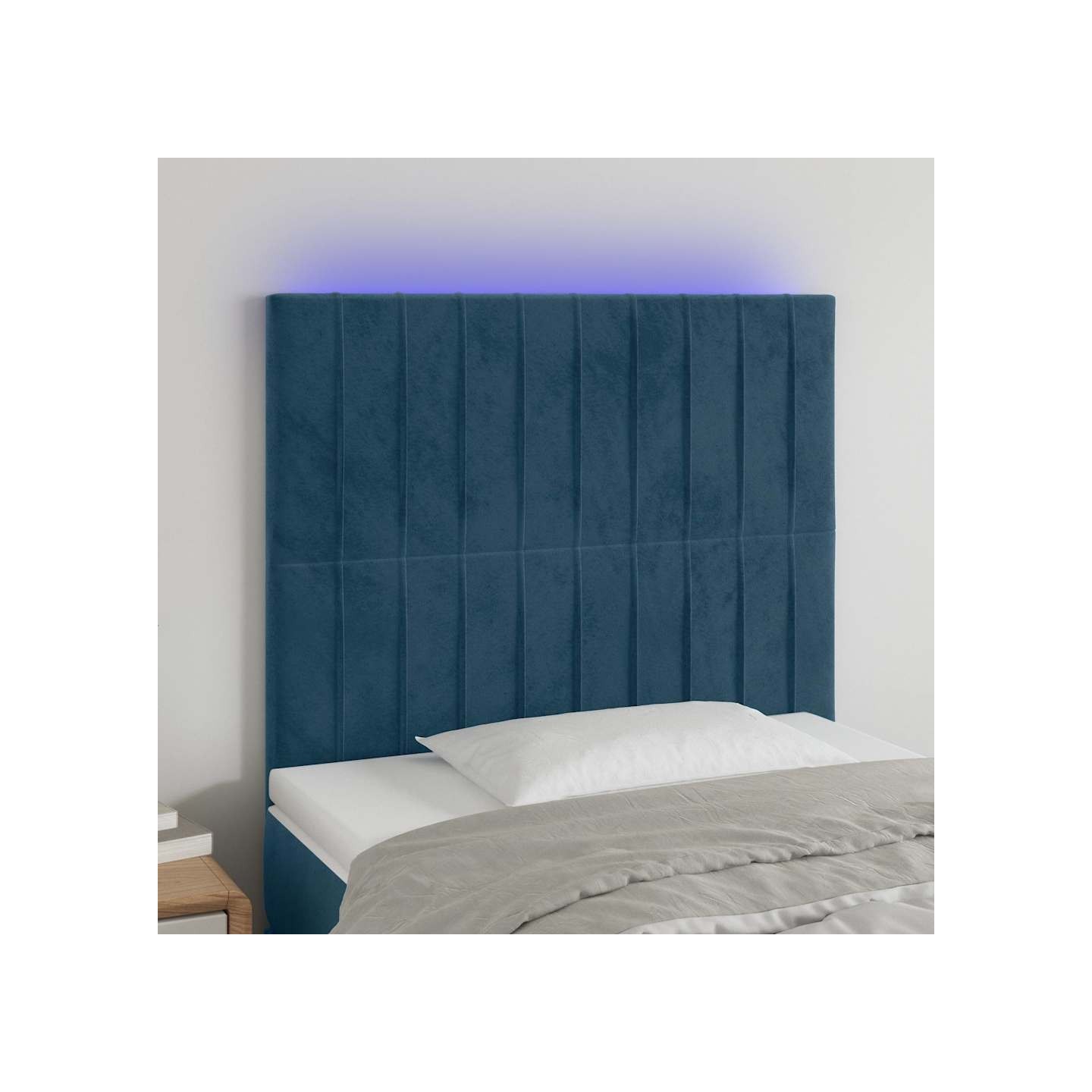 Tête de lit à LED Bleu foncé 100x5x118/128 cm Velours