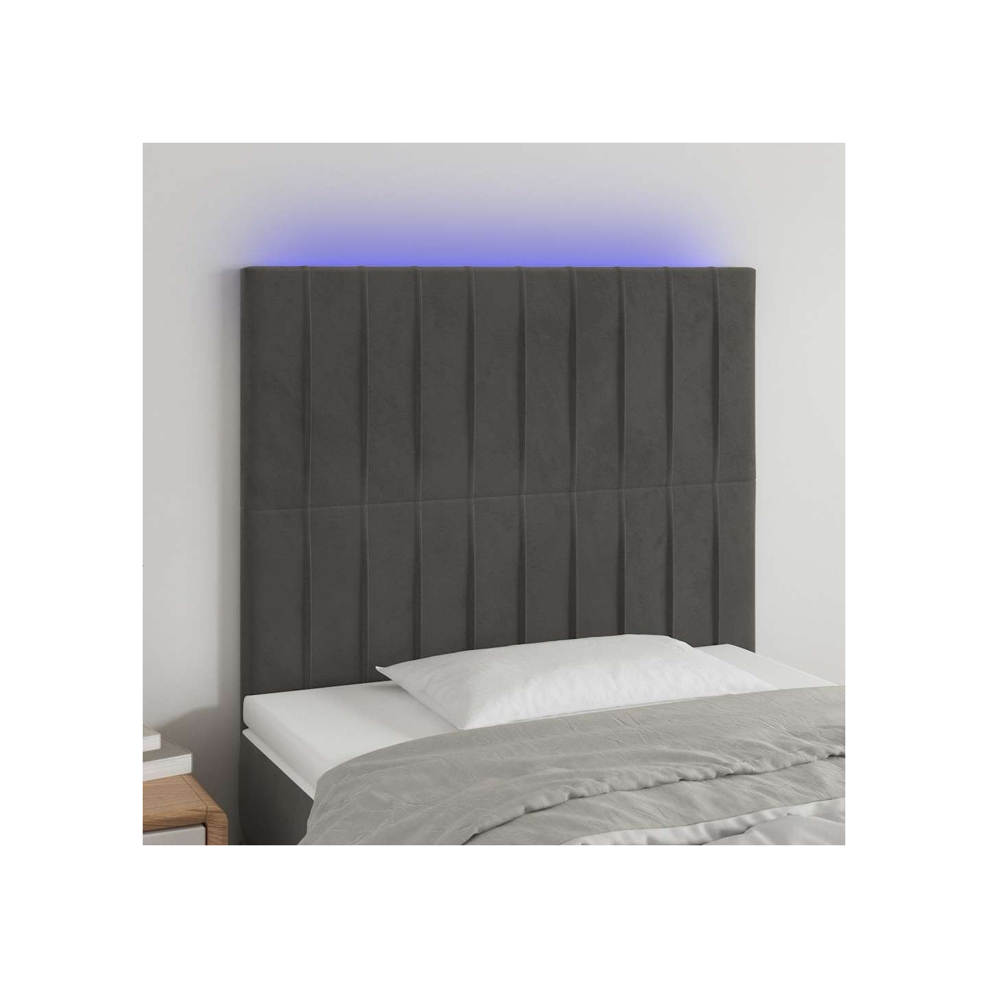 Tête de lit à LED Gris foncé 100x5x118/128 cm Velours