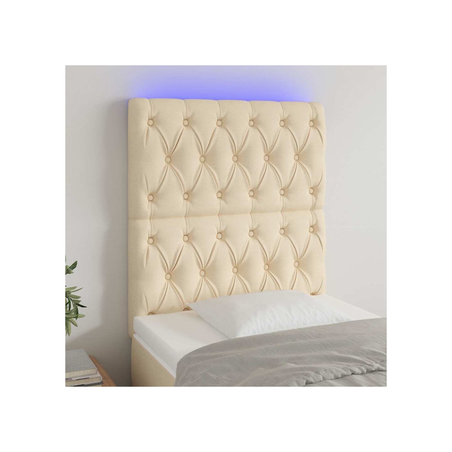Tête de lit à LED Crème 80x7x118/128 cm Tissu