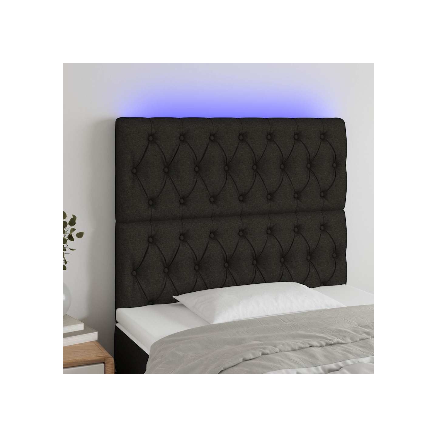 Tête de lit à LED Noir 90x7x118/128 cm Tissu