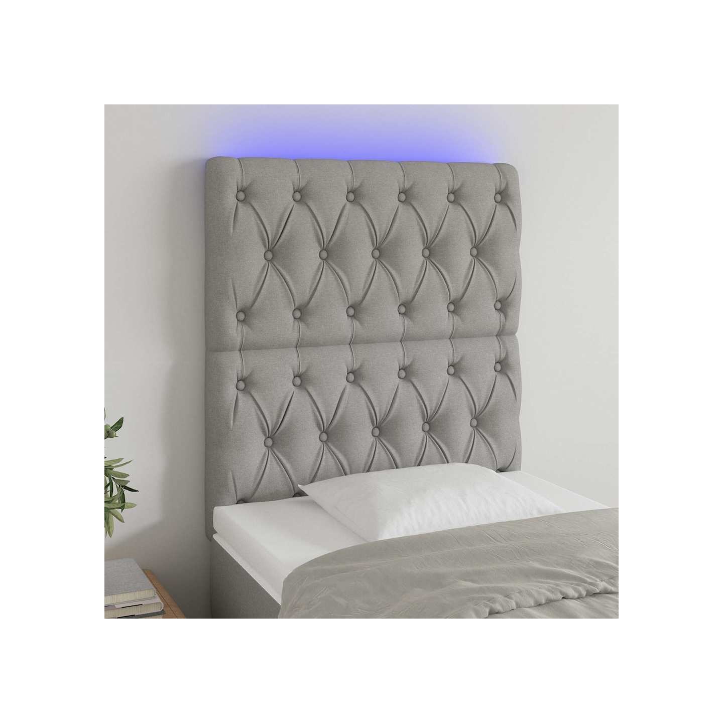 Tête de lit à LED Gris clair 80x7x118/128 cm Tissu