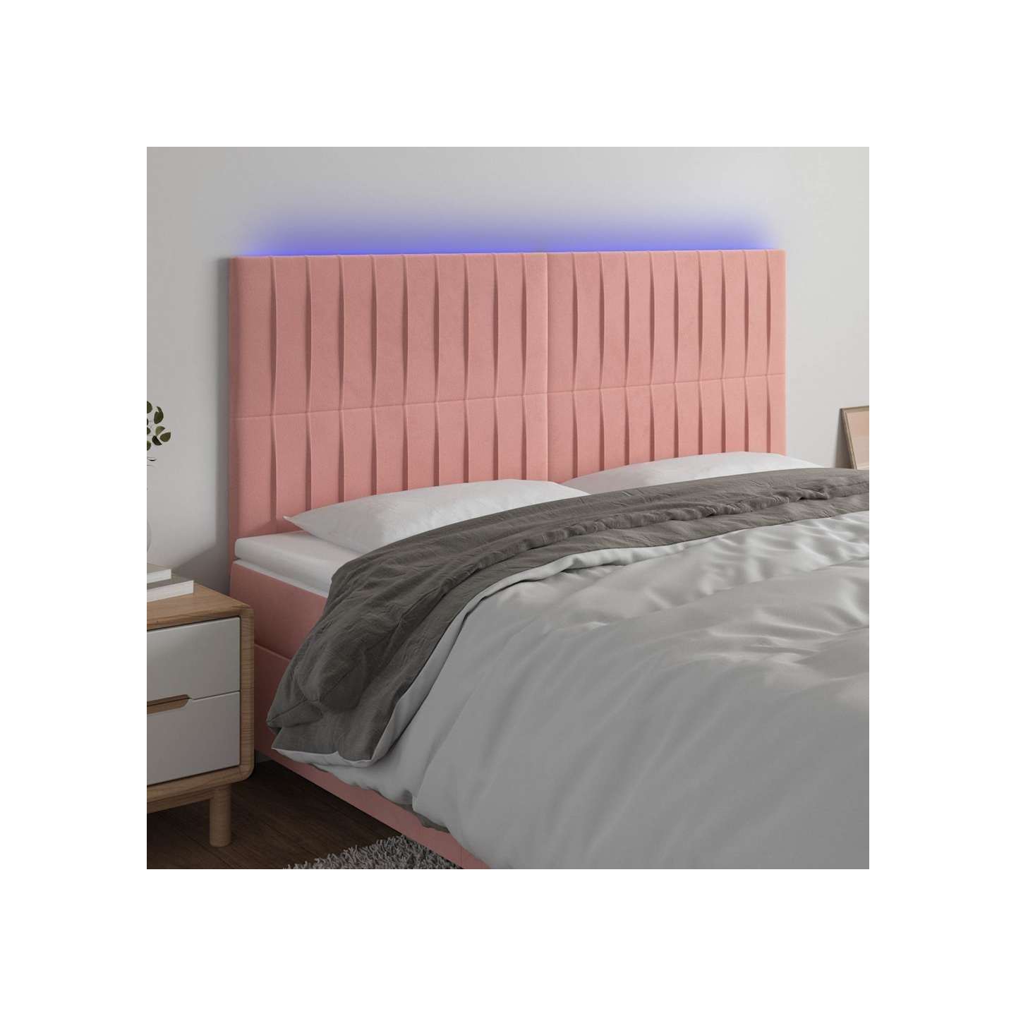 Tête de lit à LED Rose 160x5x118/128 cm Velours