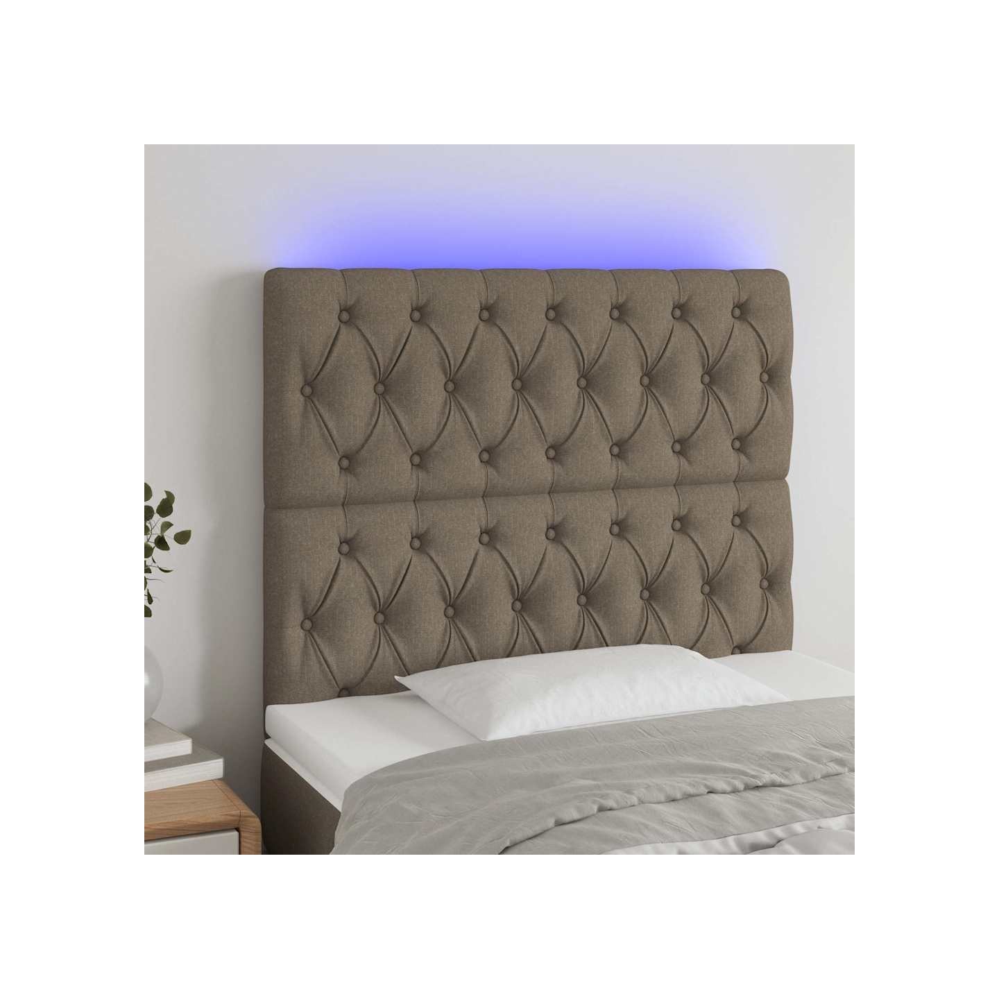Tête de lit à LED Taupe 90x7x118/128 cm Tissu