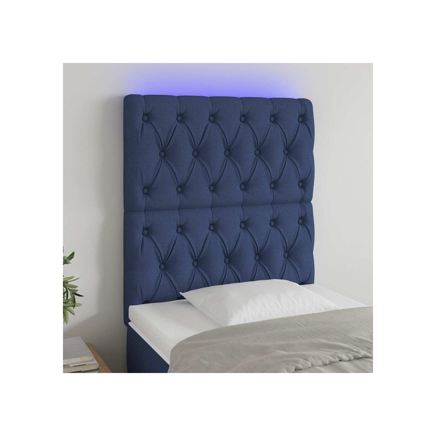 Tête de lit à LED Bleu 80x7x118/128 cm Tissu