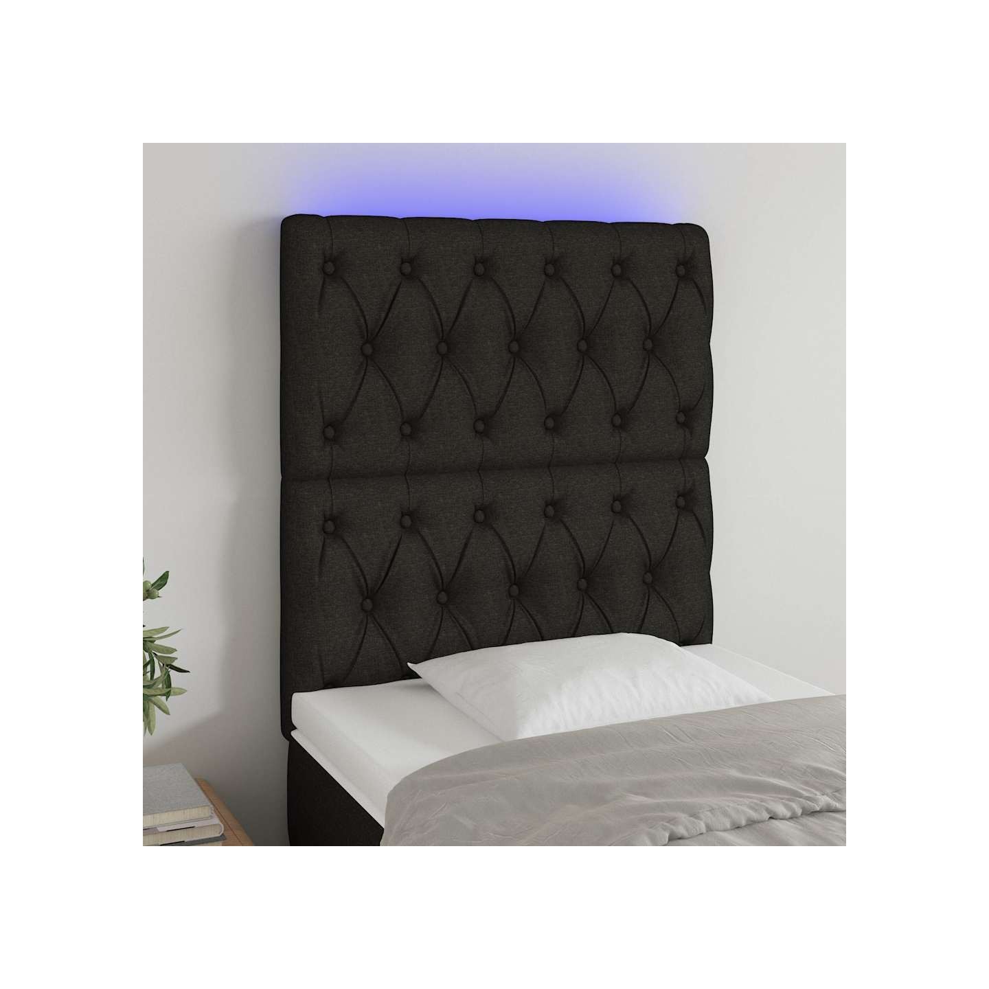 Tête de lit à LED Noir 80x7x118/128 cm Tissu