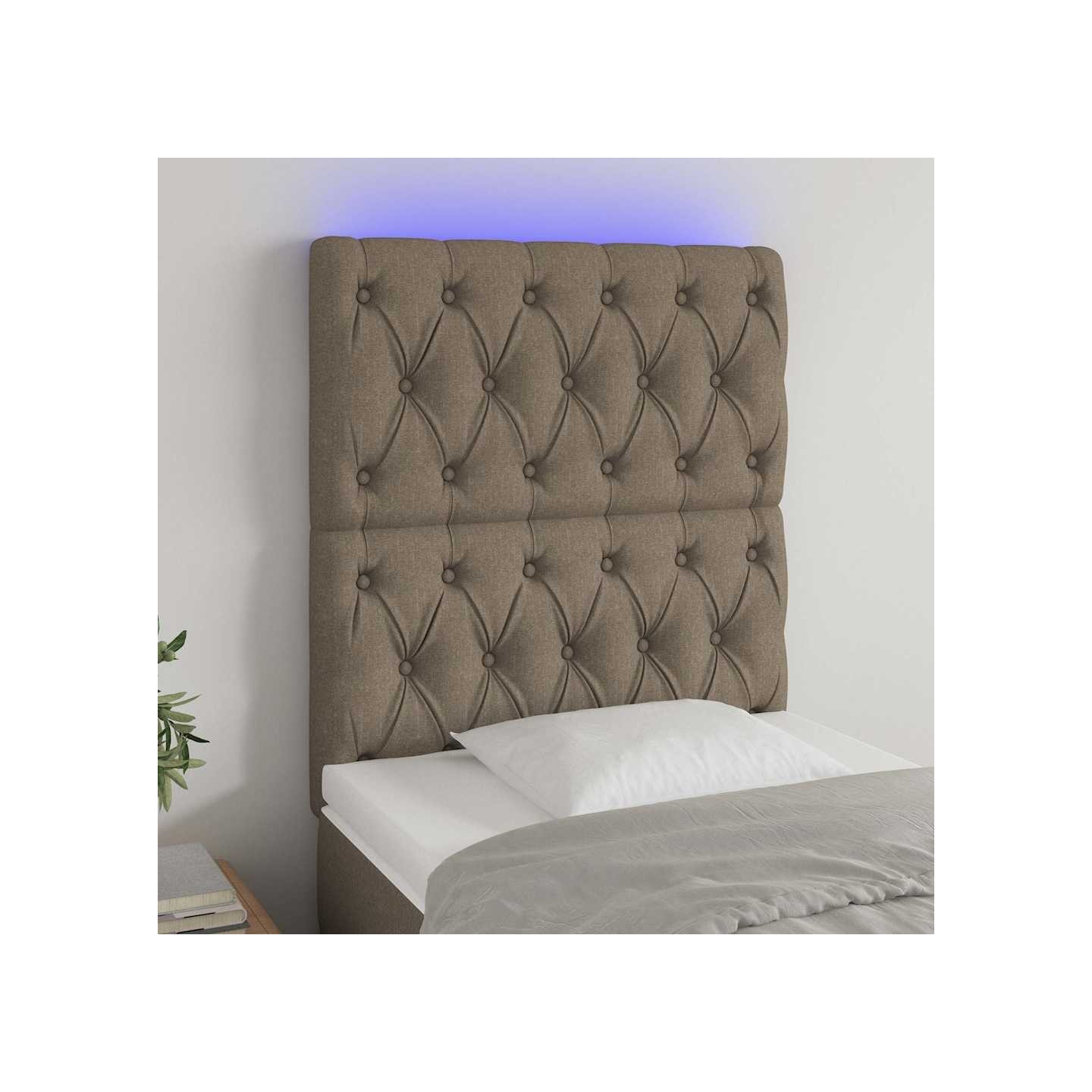 Tête de lit à LED Taupe 80x7x118/128 cm Tissu