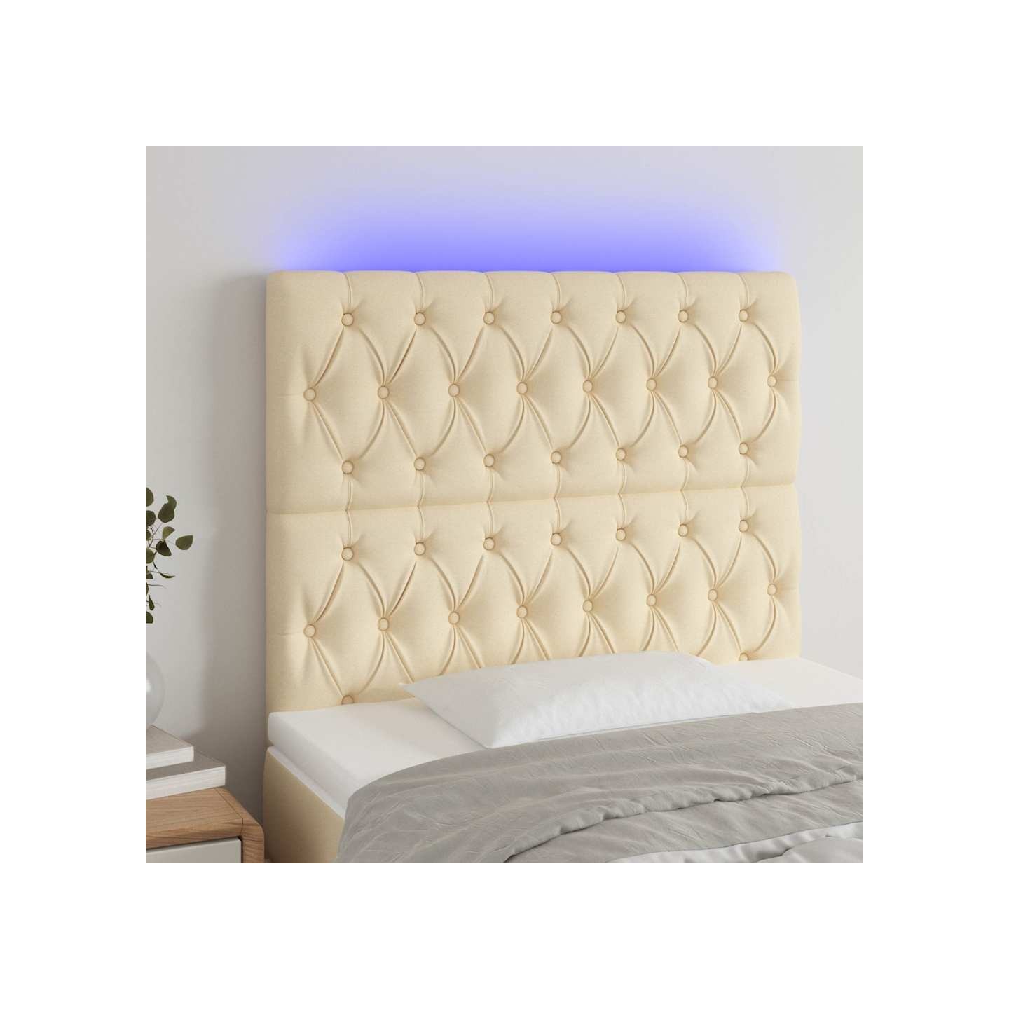 Tête de lit à LED Crème 100x7x118/128 cm Tissu