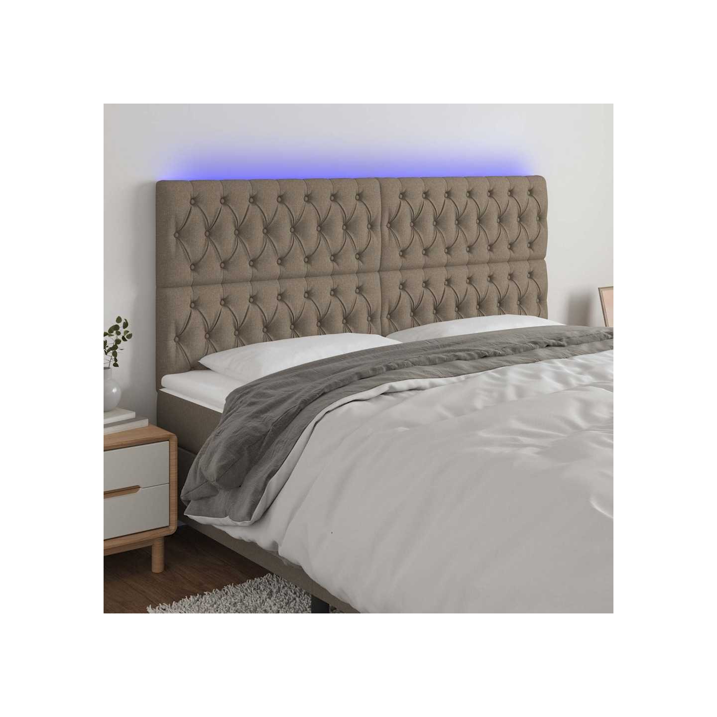 Tête de lit à LED Taupe 180x7x118/128 cm Tissu