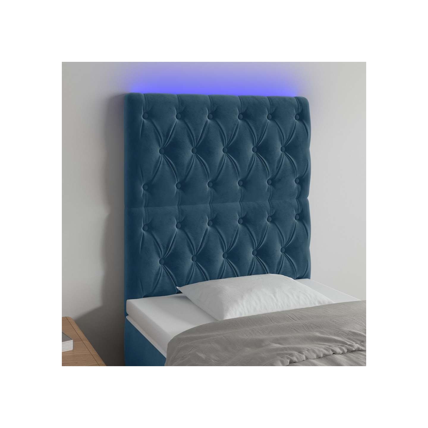 Tête de lit à LED Bleu foncé 80x7x118/128 cm Velours