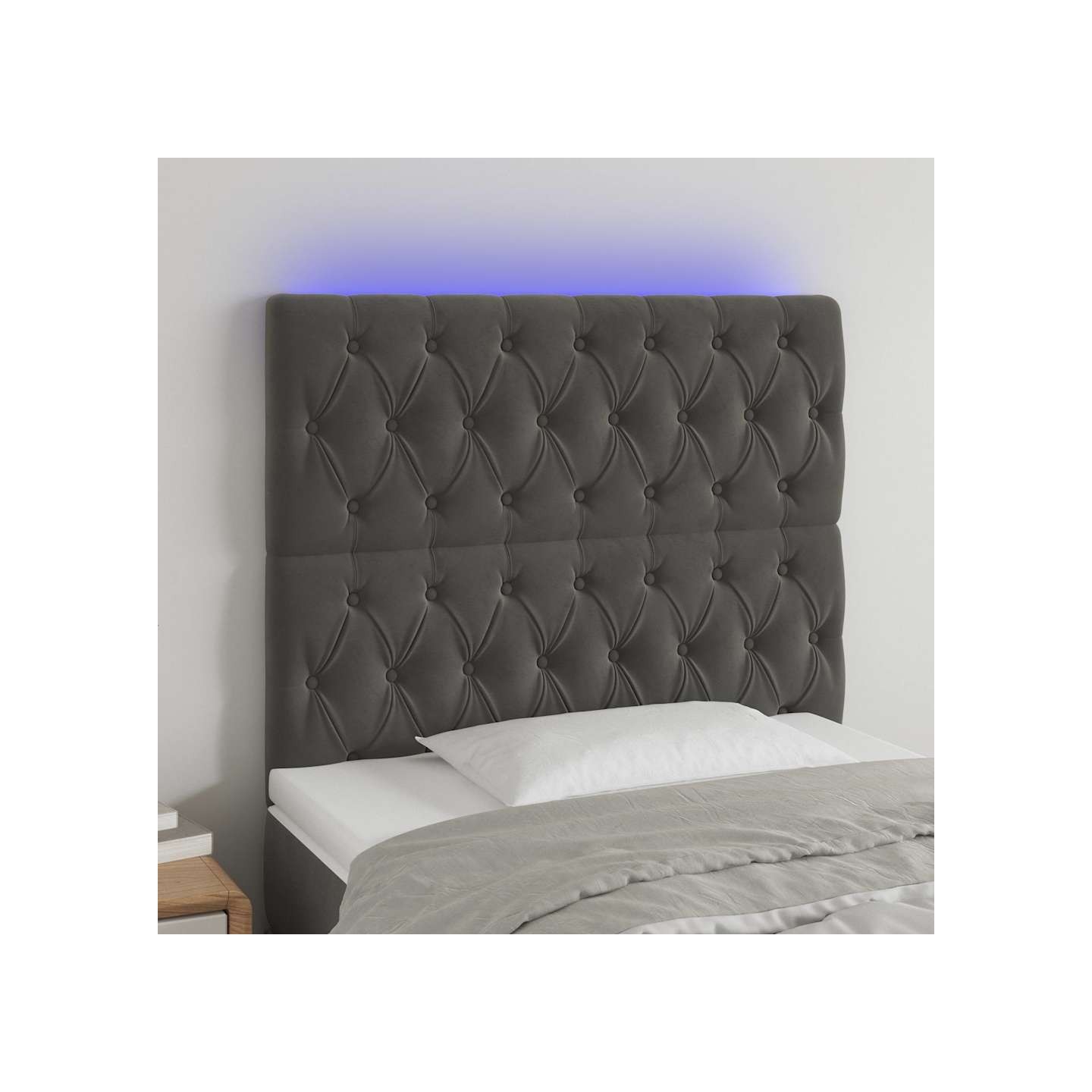 Tête de lit à LED Gris foncé 100x7x118/128 cm Velours