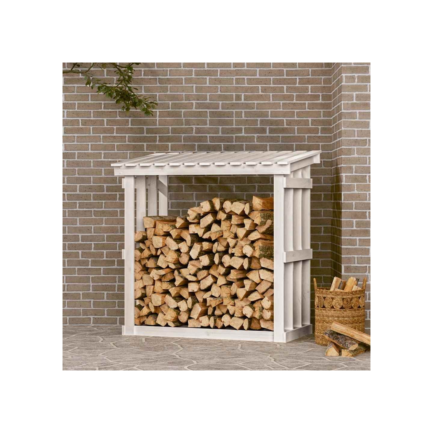 Support pour bois de chauffage Blanc 108x64,5x109cm Bois de pin