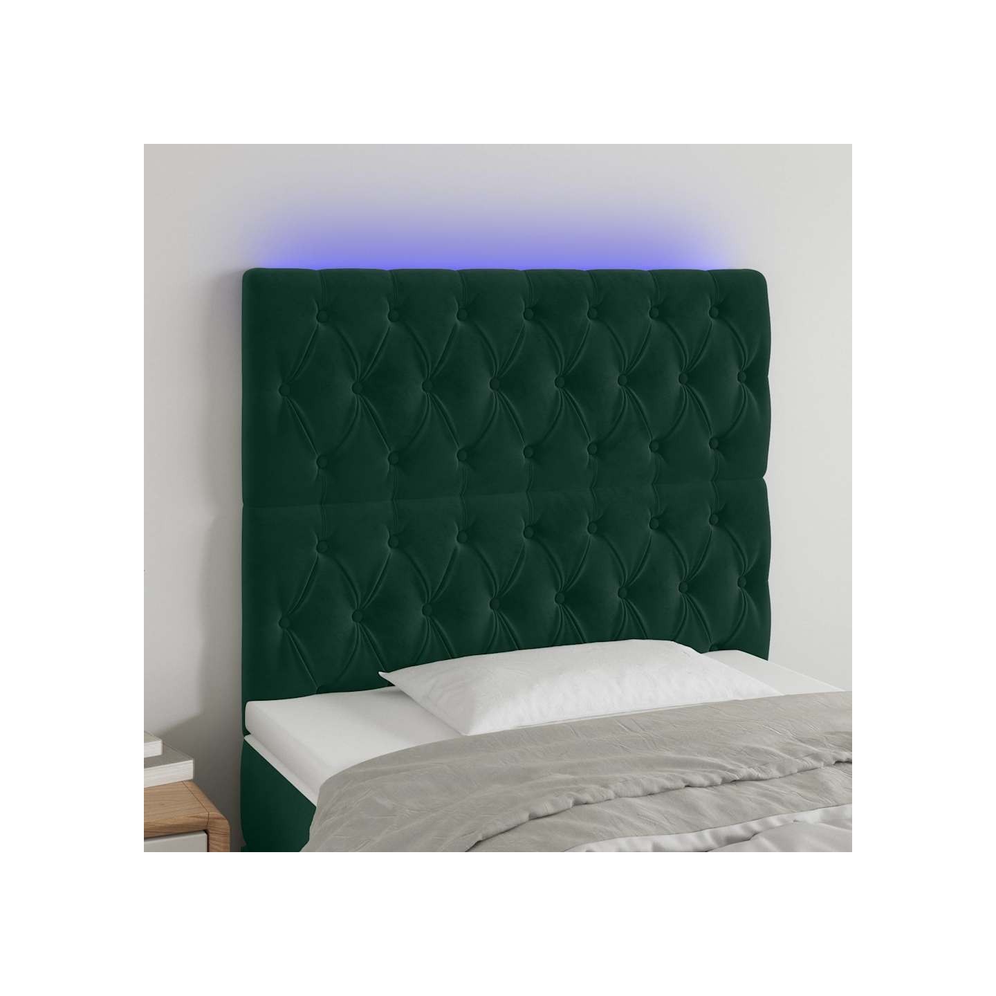 Tête de lit à LED Vert foncé 90x7x118/128 cm Velours