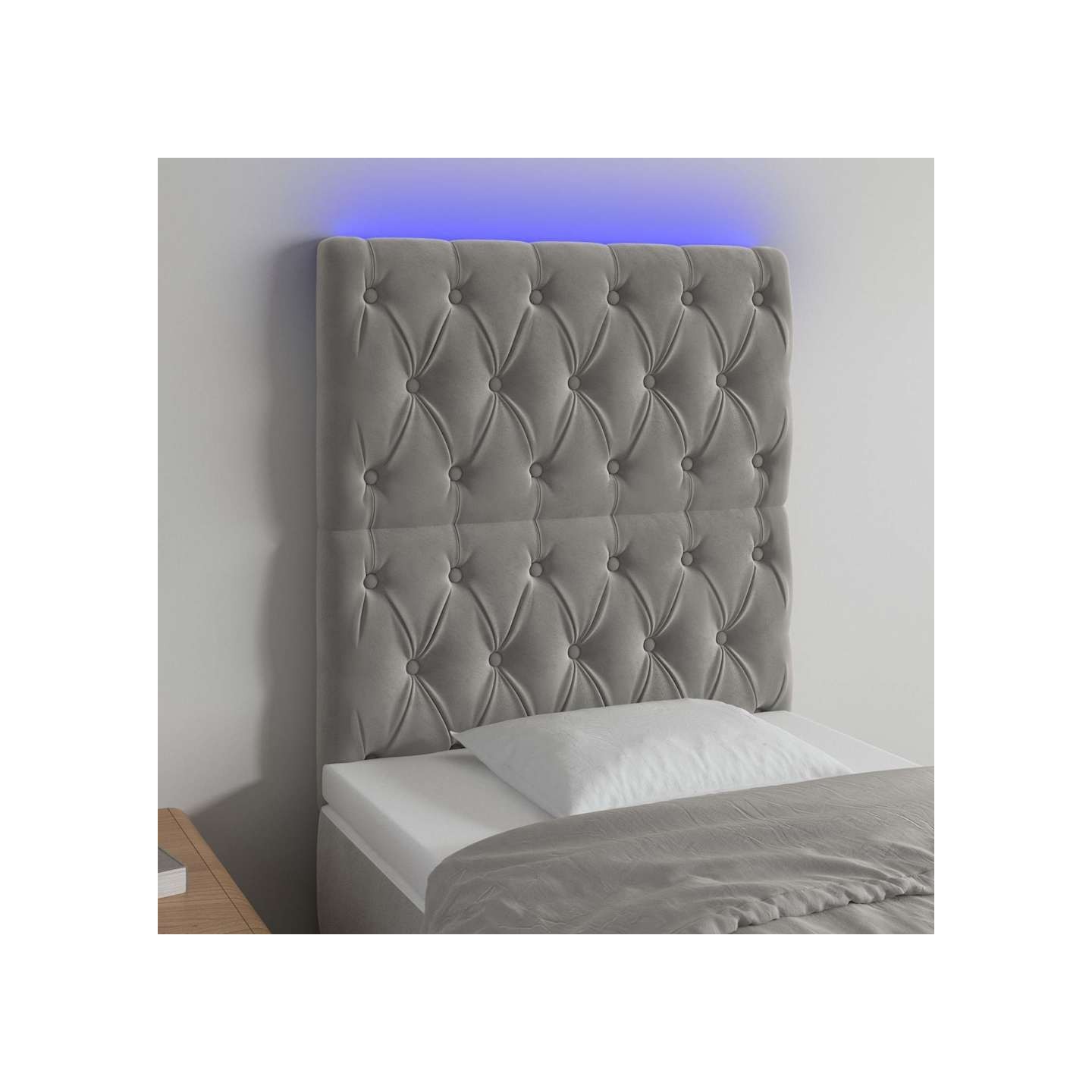 Tête de lit à LED Gris clair 80x7x118/128 cm Velours