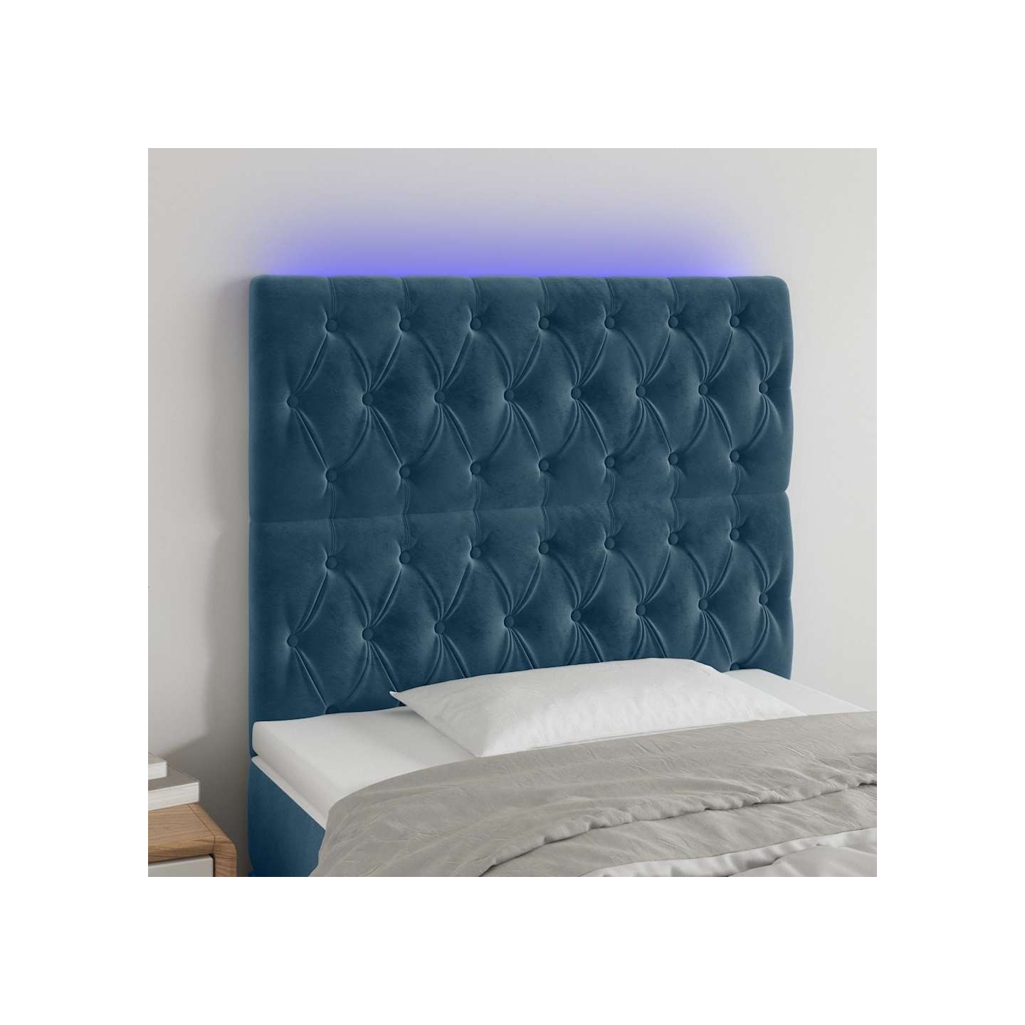 Tête de lit à LED Bleu foncé 90x7x118/128 cm Velours