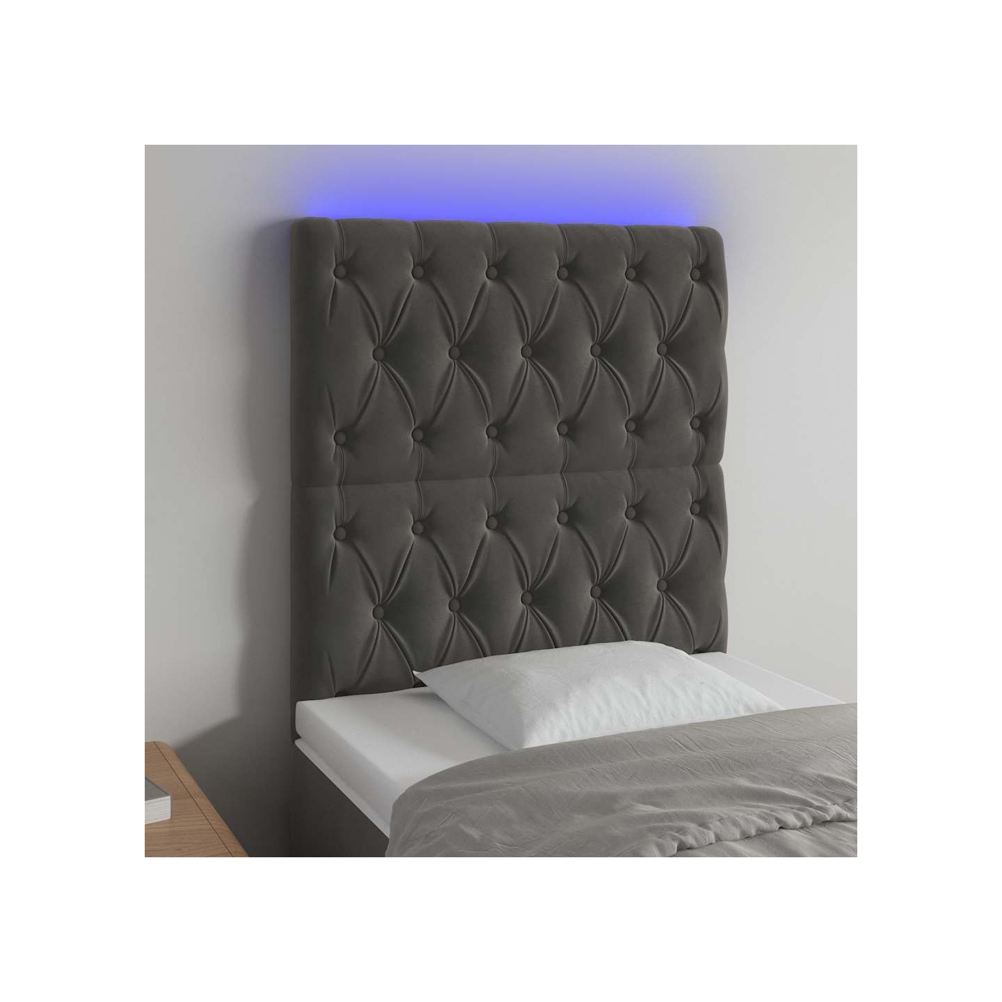 Tête de lit à LED Gris foncé 80x7x118/128 cm Velours