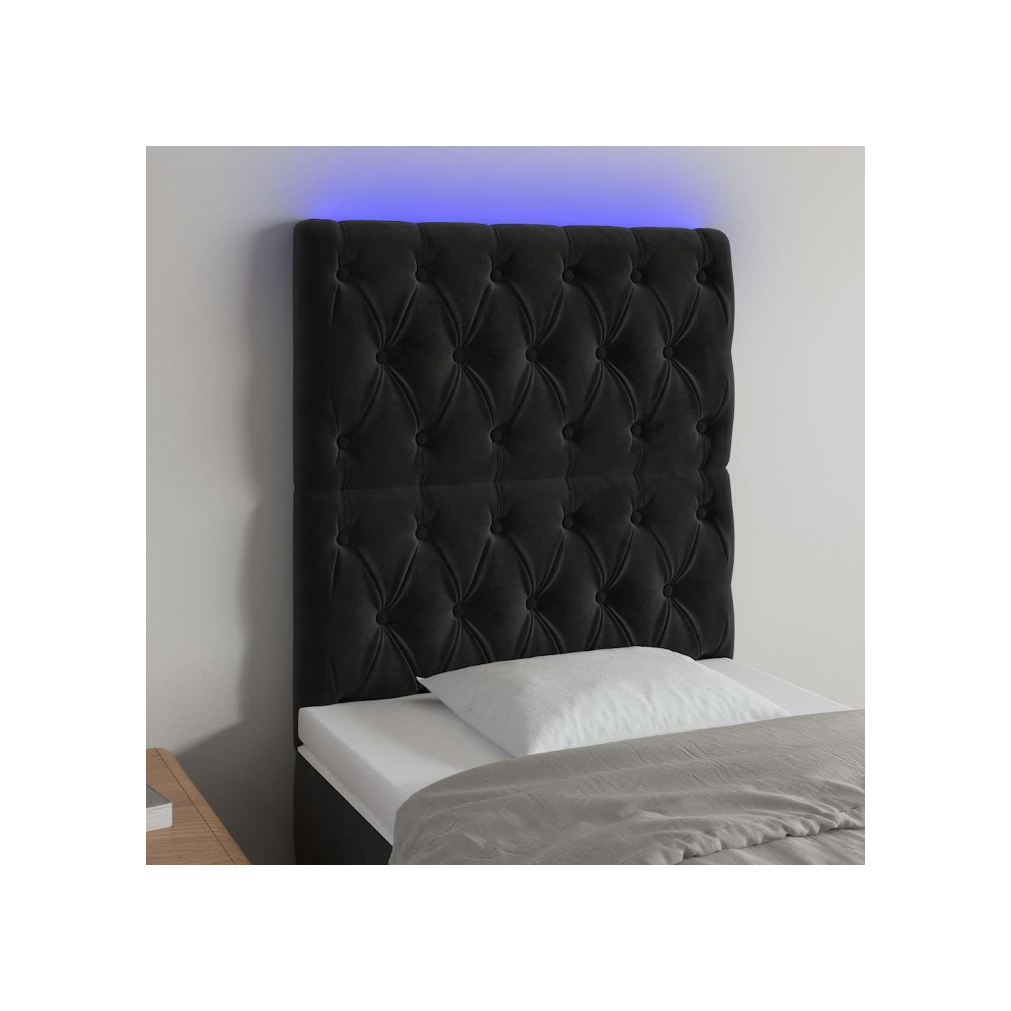 Tête de lit à LED Noir 80x7x118/128 cm Velours