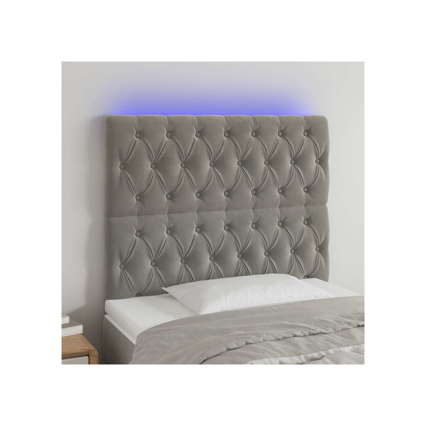 Tête de lit à LED Gris clair 100x7x118/128 cm Velours