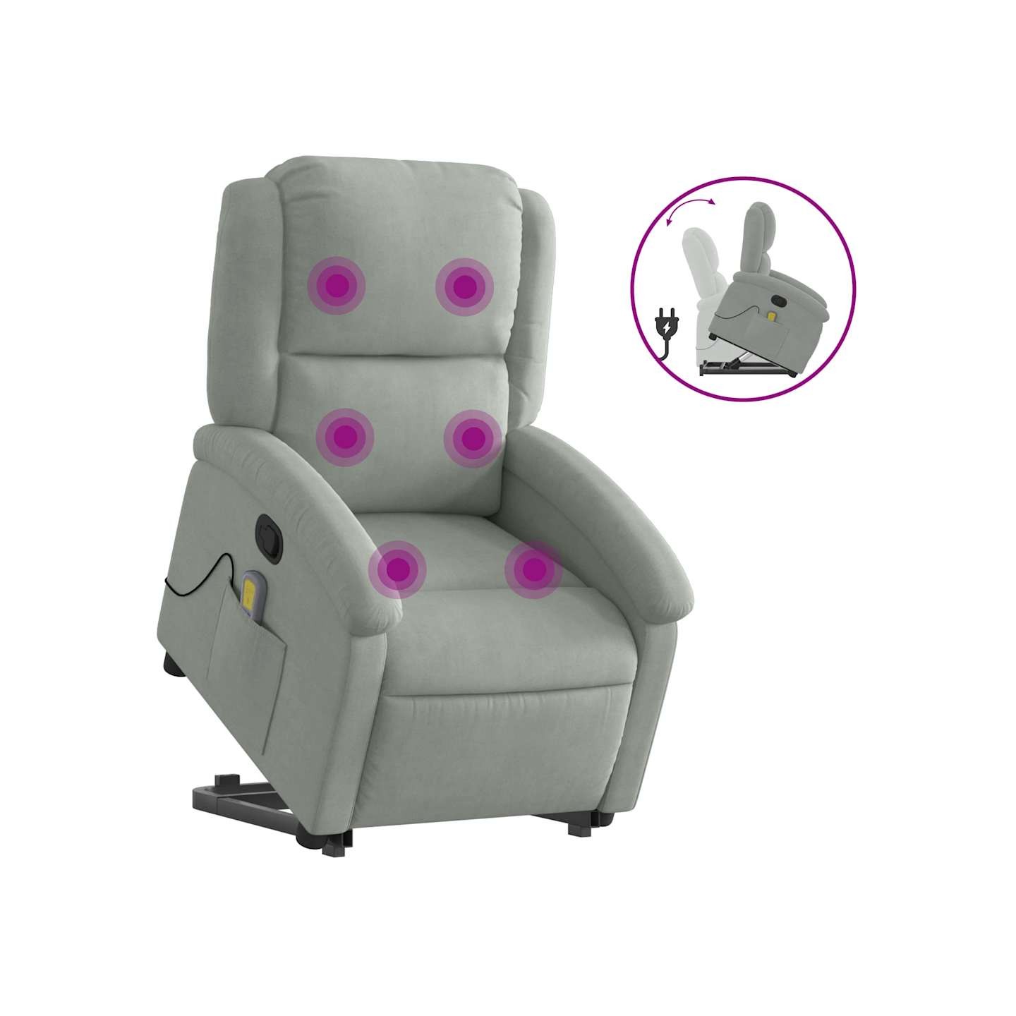 Fauteuil de massage inclinable Gris clair Velours