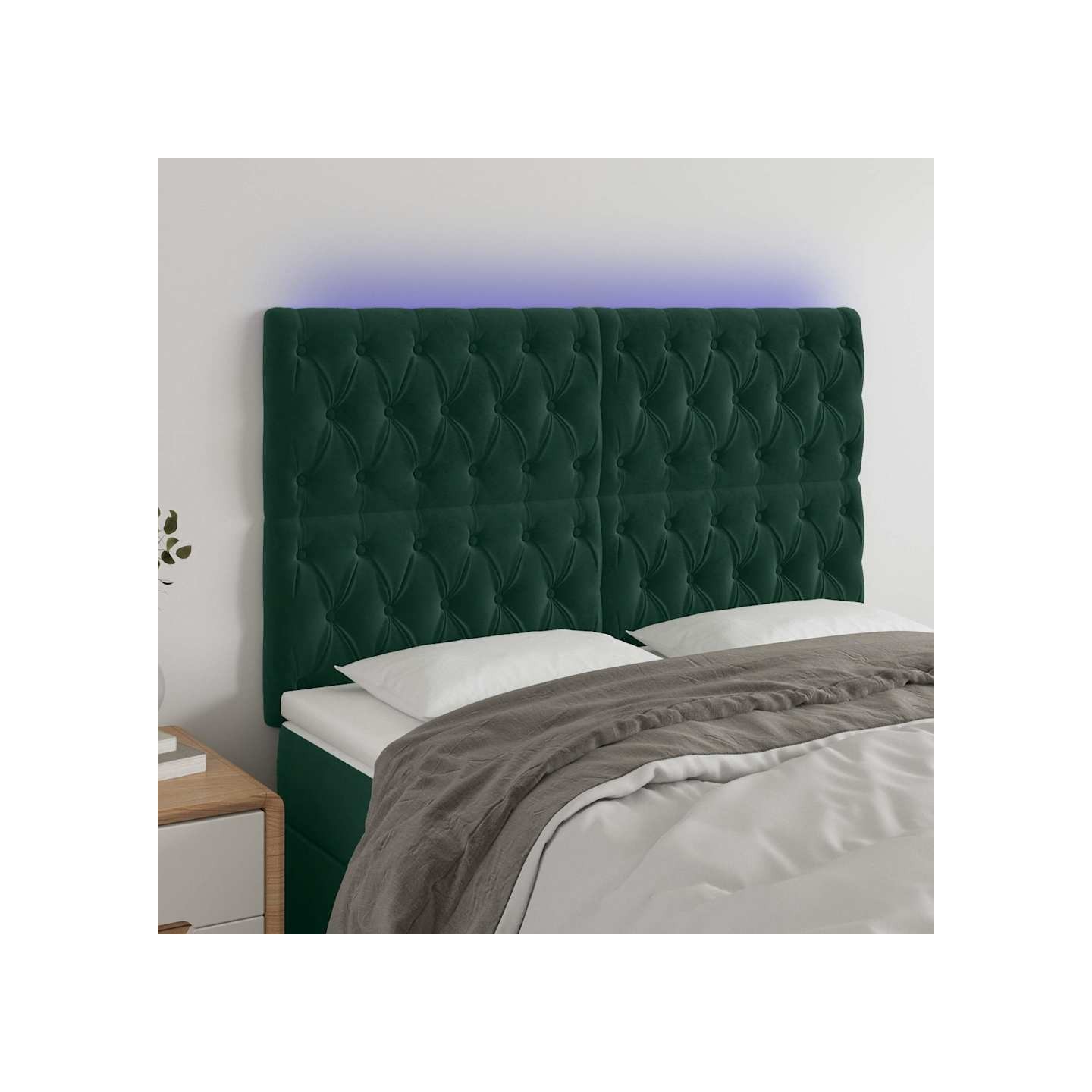Tête de lit à LED Vert foncé 160x7x118/128 cm Velours