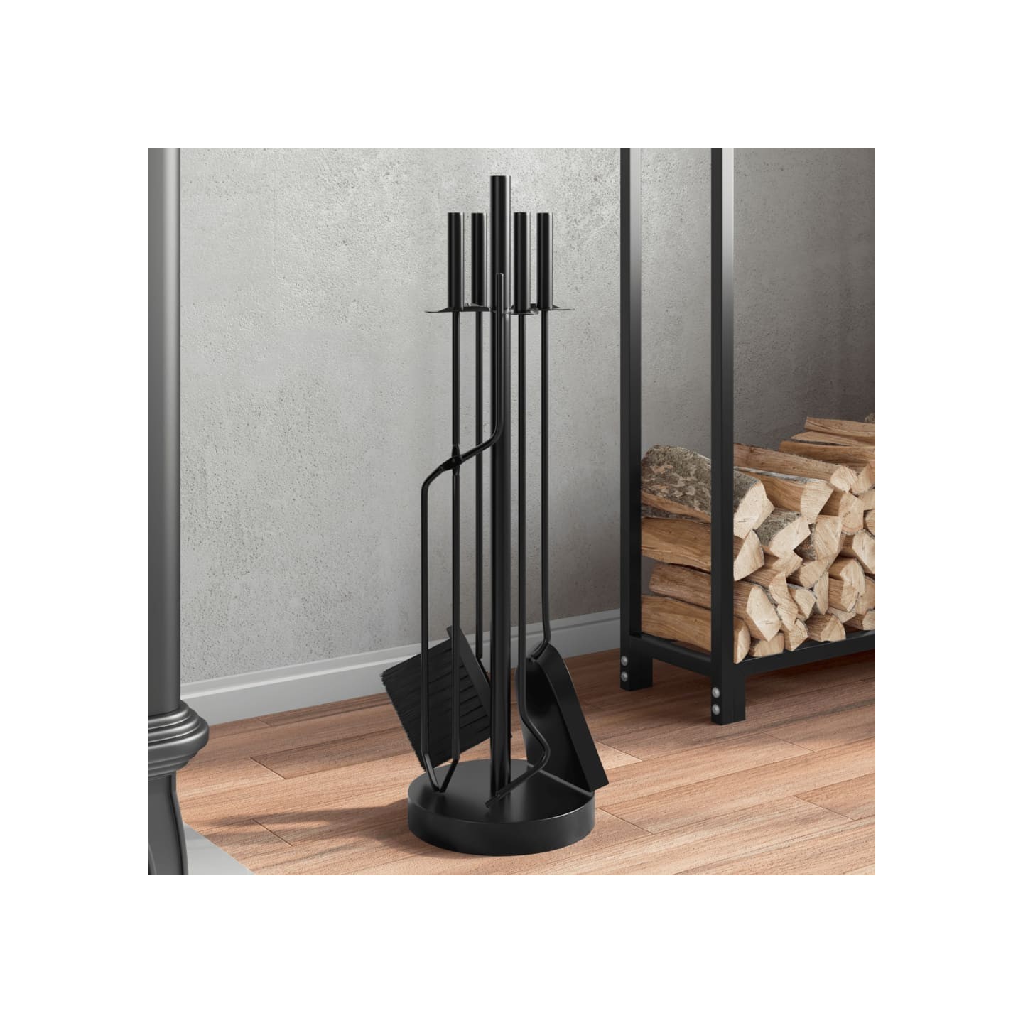 Ensemble d'ustensiles de cheminée 5 pièces 18 x 66 cm Acier