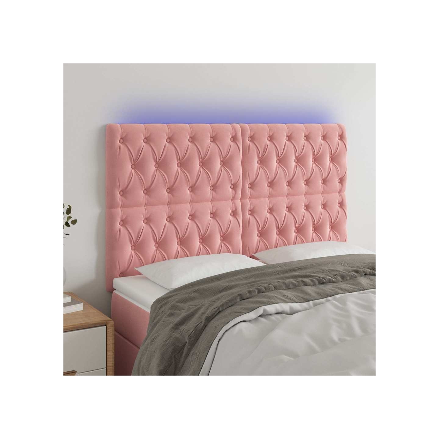 Tête de lit à LED Rose 160x7x118/128 cm Velours