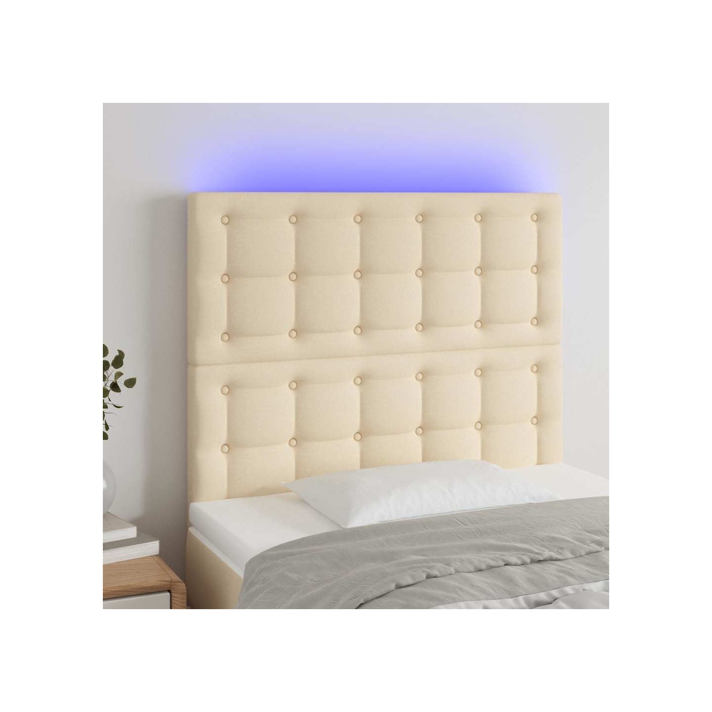 Tête de lit à LED Crème 80x5x118/128 cm Tissu