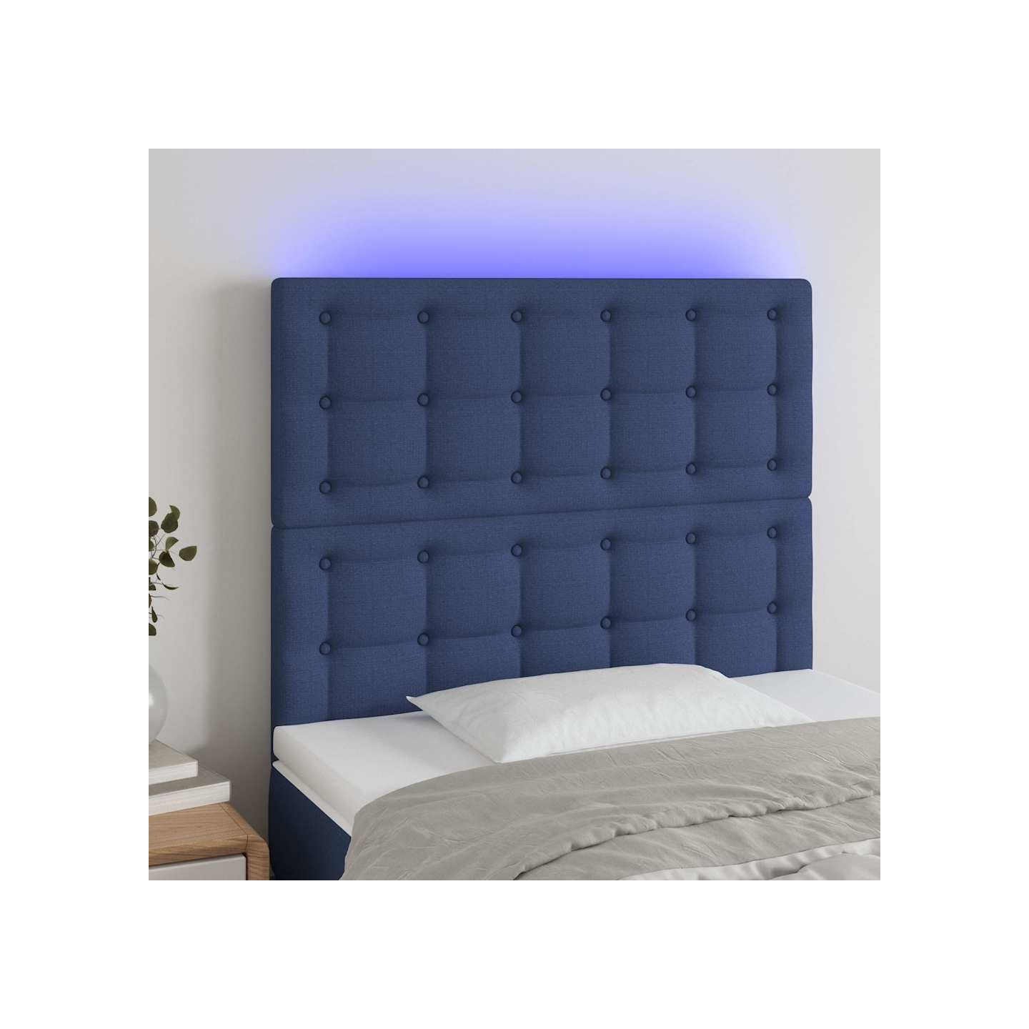 Tête de lit à LED Bleu 80x5x118/128 cm Tissu