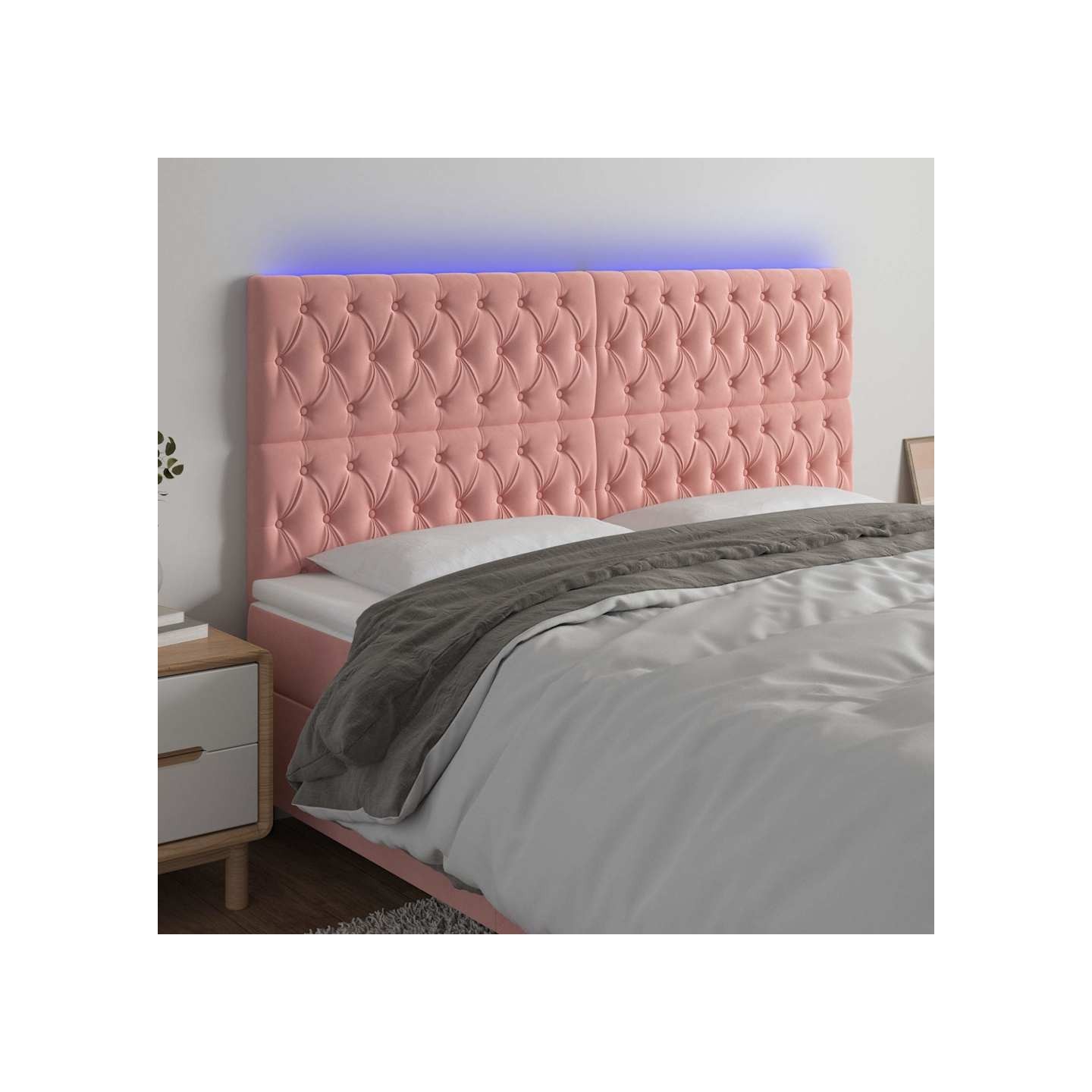 Tête de lit à LED Rose 180x7x118/128 cm Velours