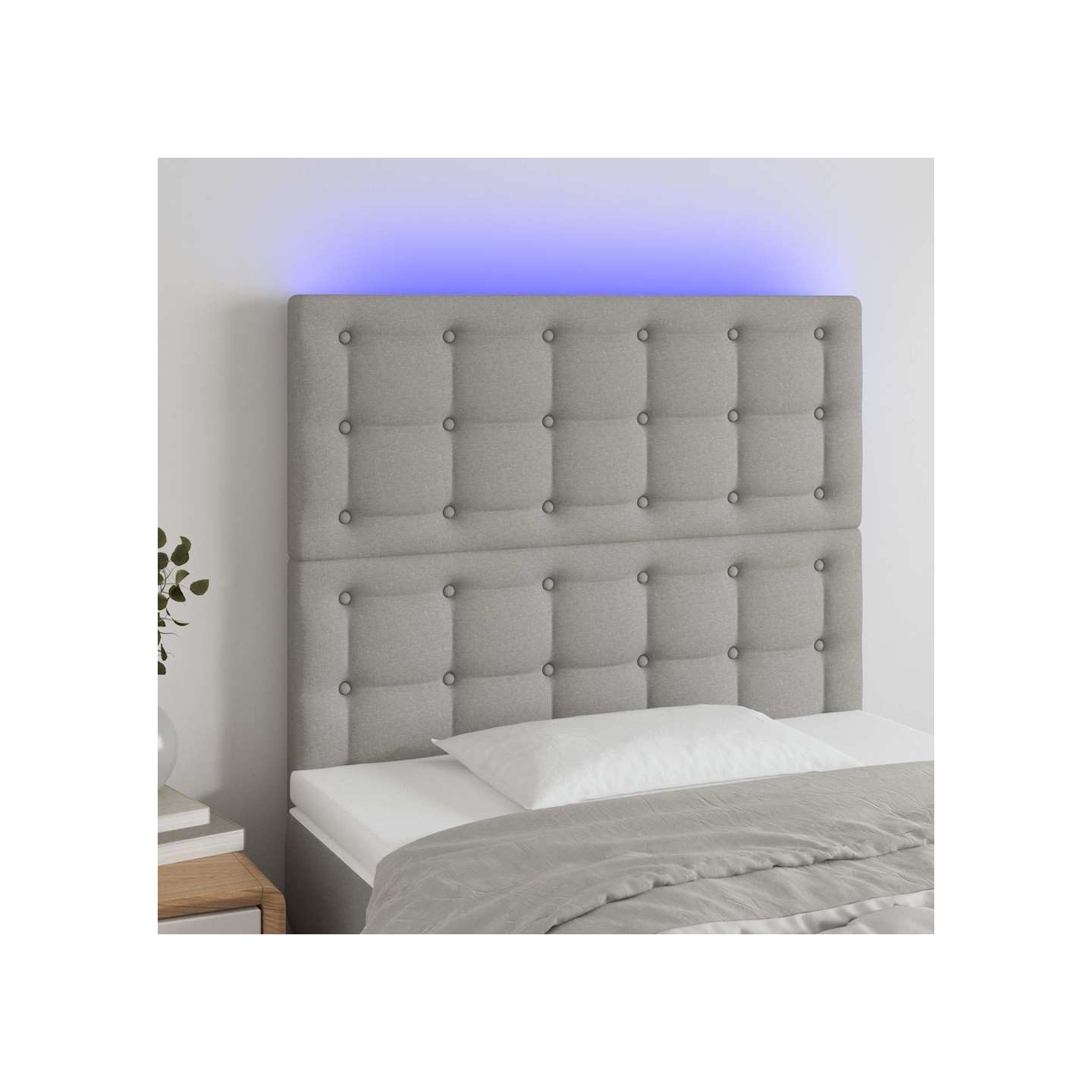Tête de lit à LED Gris clair 90x5x118/128 cm Tissu