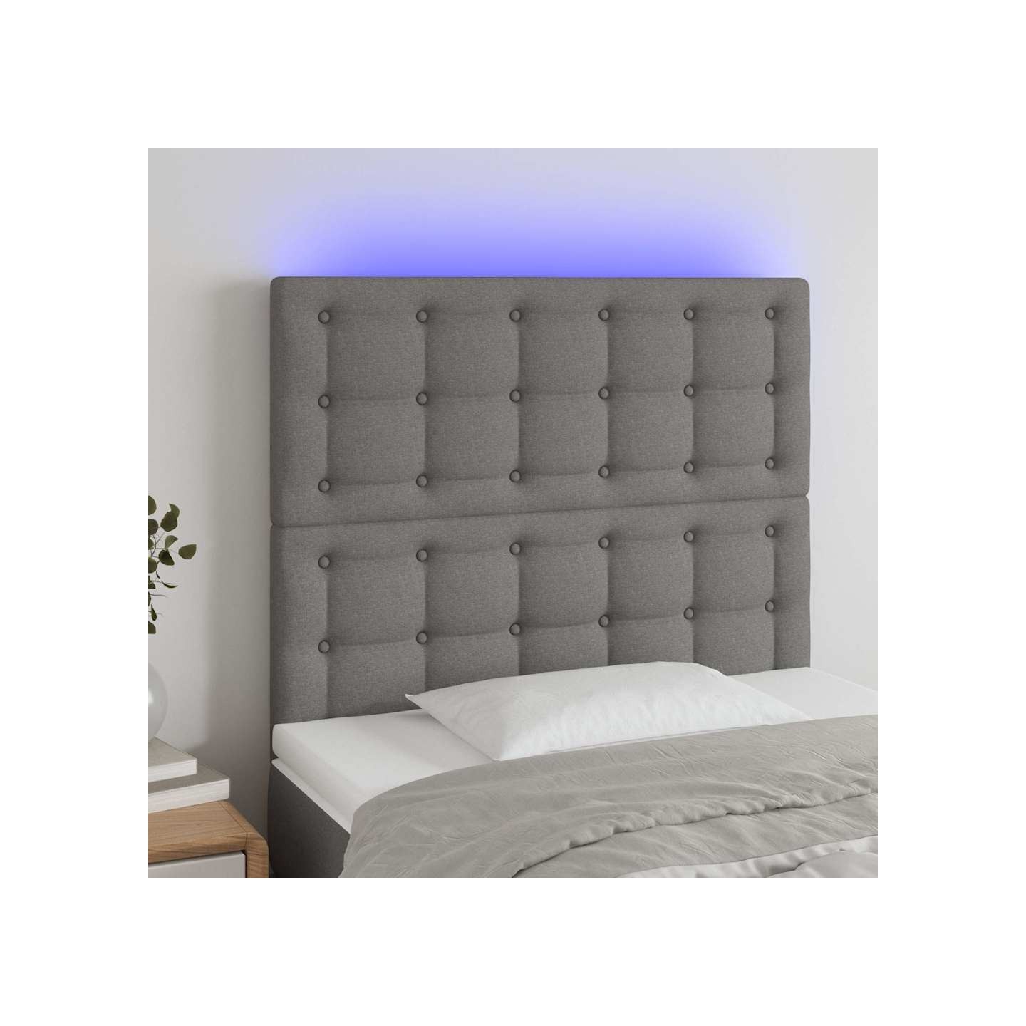 Tête de lit à LED Gris foncé 90x5x118/128 cm Tissu