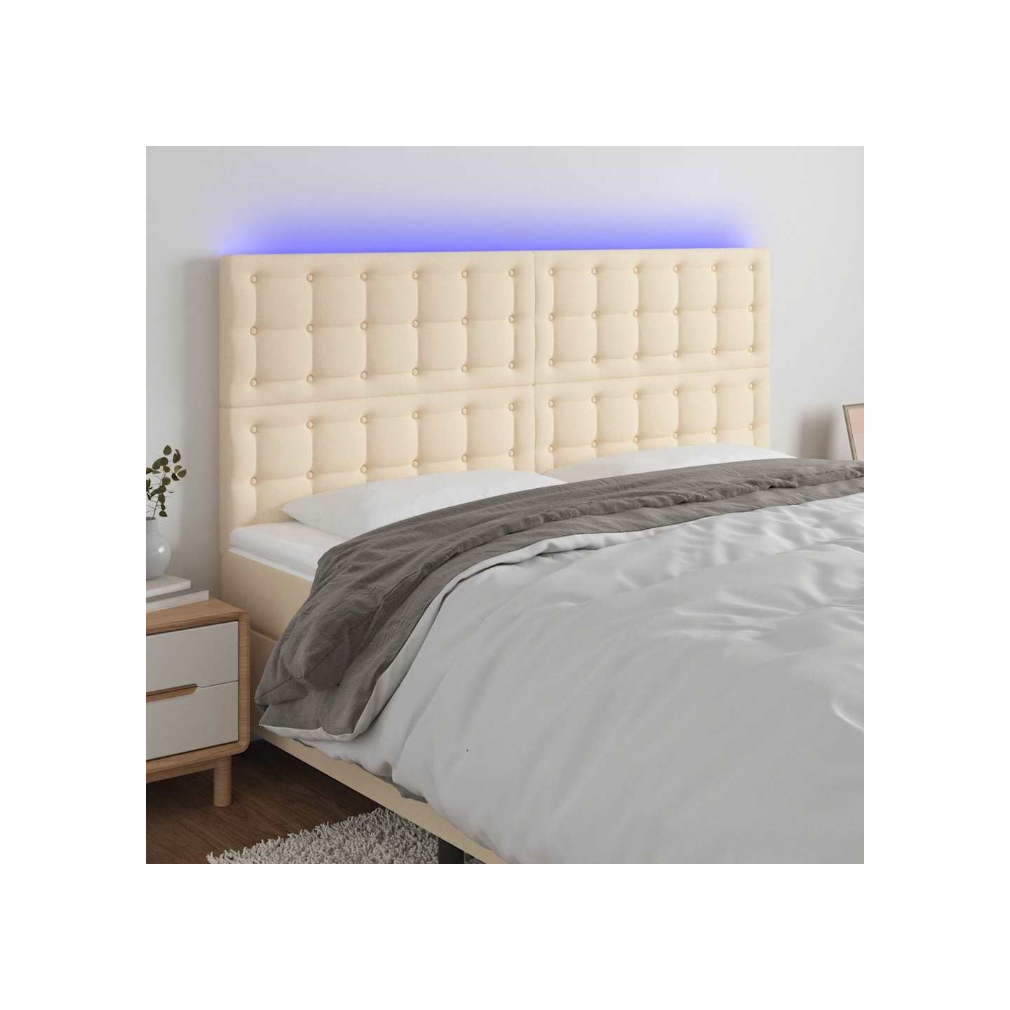 Tête de lit à LED Crème 160x5x118/128 cm Tissu
