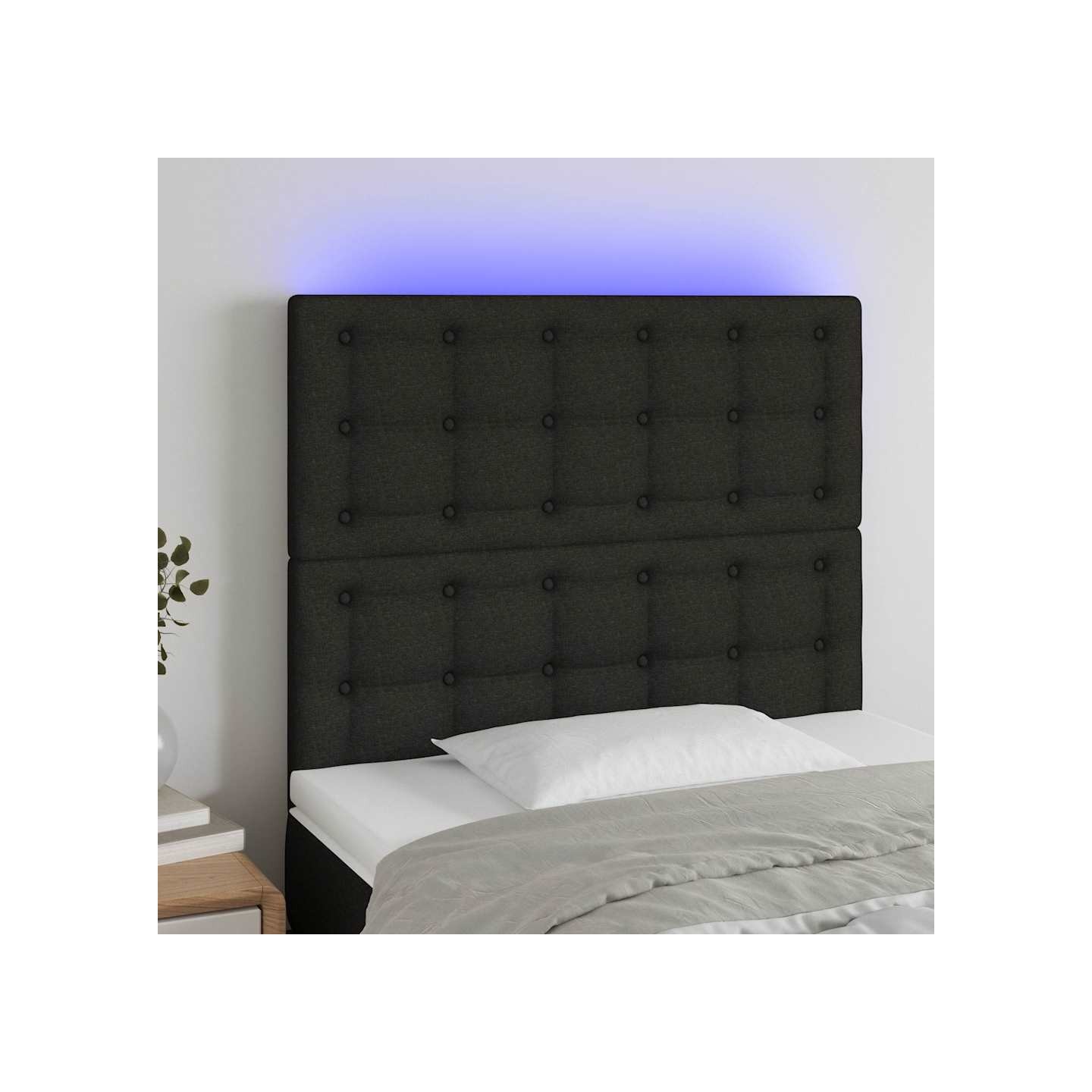 Tête de lit à LED Noir 100x5x118/128 cm Tissu
