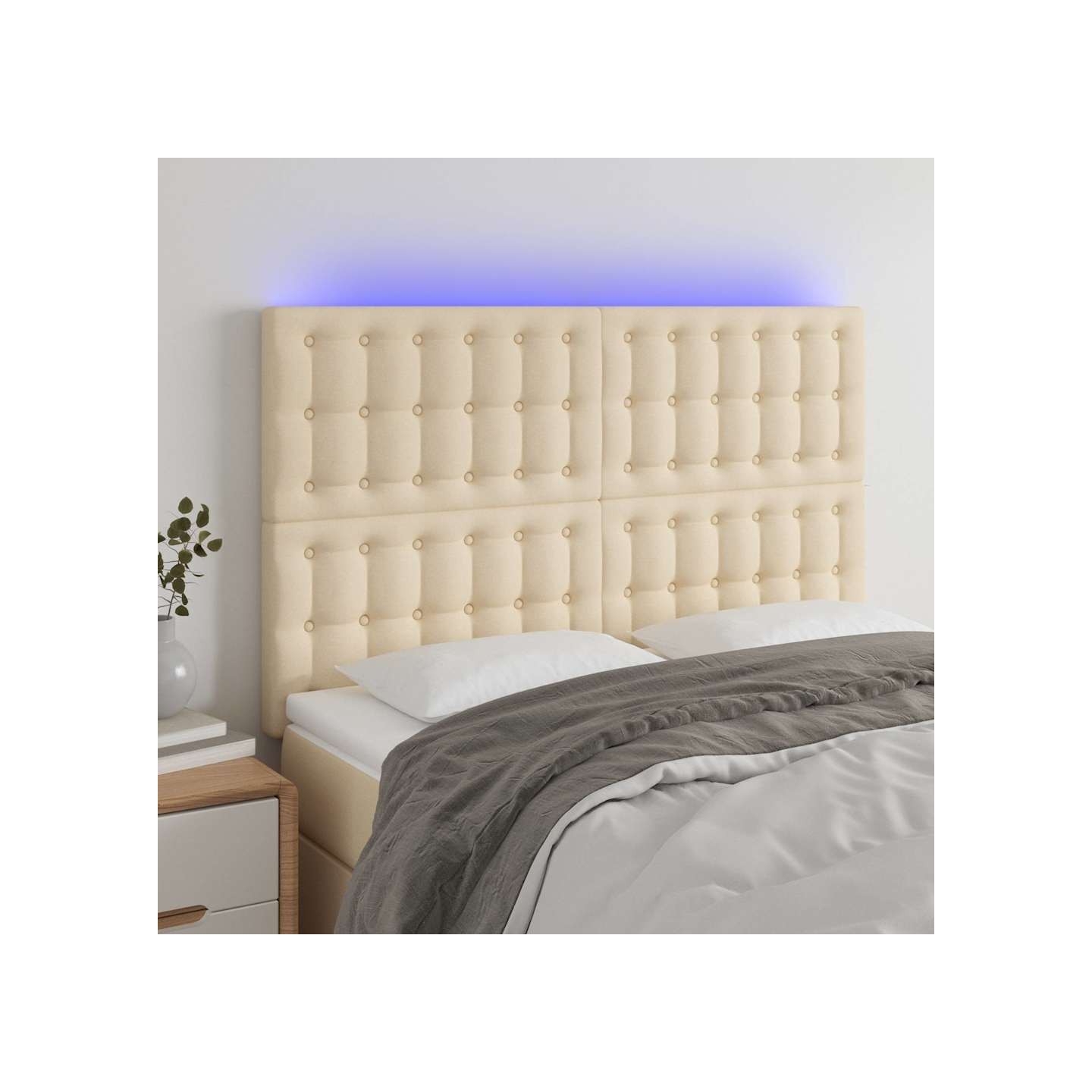 Tête de lit à LED Crème 144x5x118/128 cm Tissu