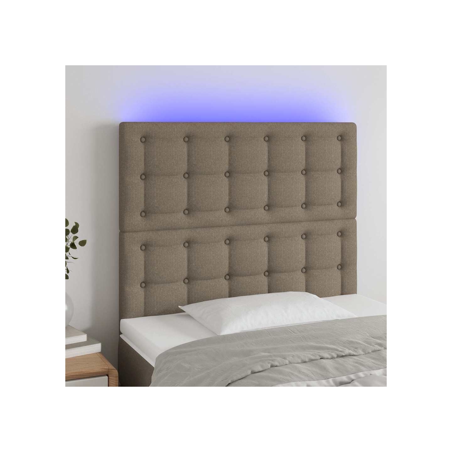 Tête de lit à LED Taupe 100x5x118/128 cm Tissu