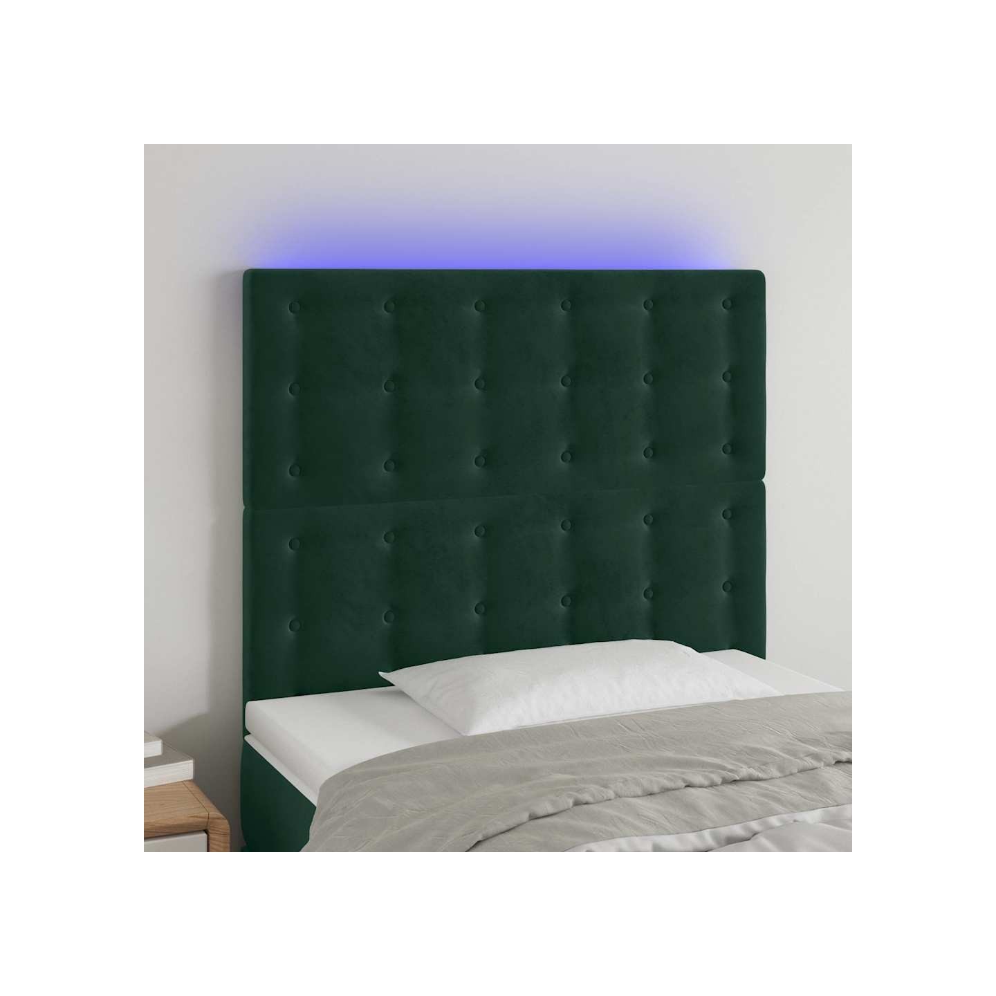 Tête de lit à LED Vert foncé 90x5x118/128 cm Velours