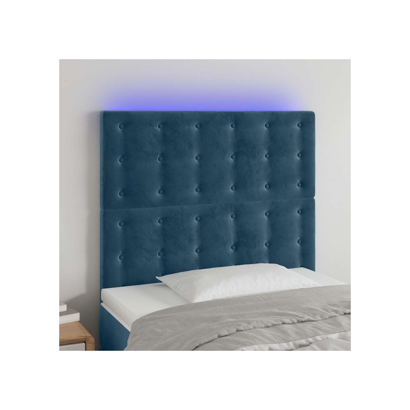 Tête de lit à LED Bleu foncé 90x5x118/128 cm Velours