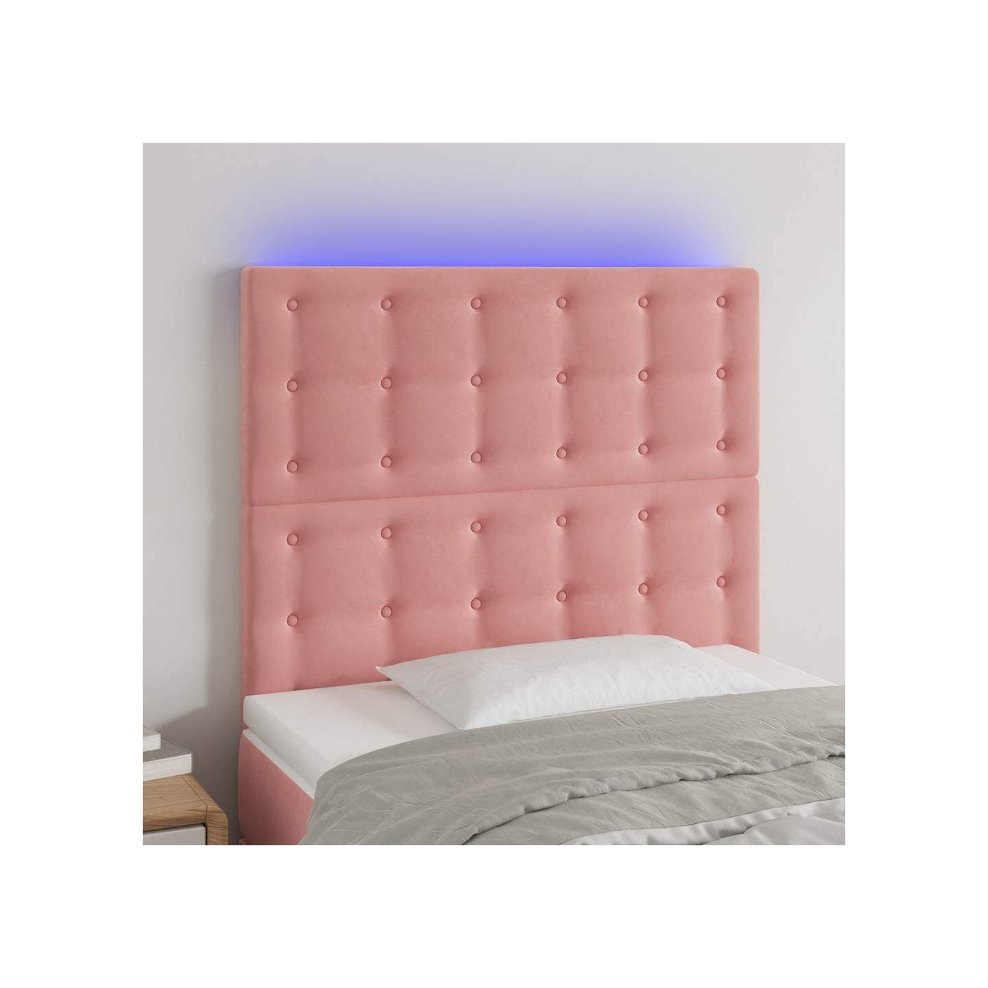 Tête de lit à LED Rose 90x5x118/128 cm Velours