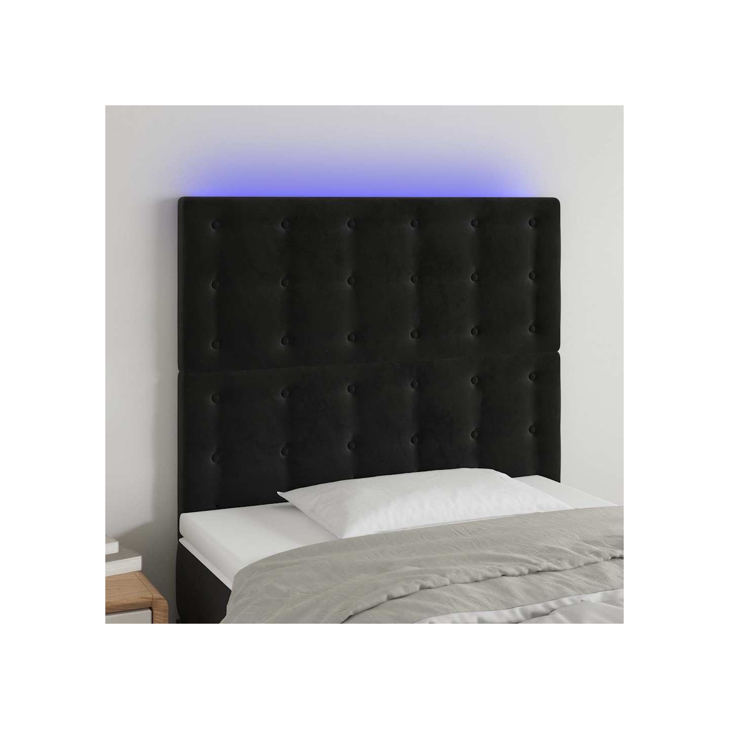 Tête de lit à LED Noir 90x5x118/128 cm Velours