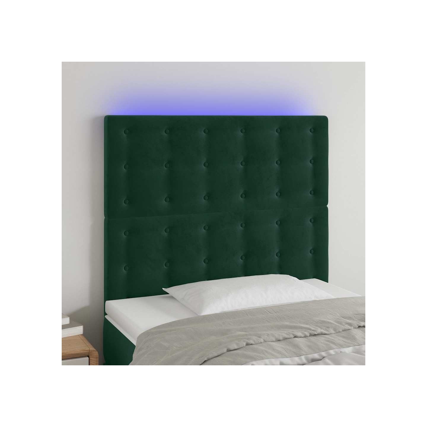 Tête de lit à LED Vert foncé 80x5x118/128 cm Velours