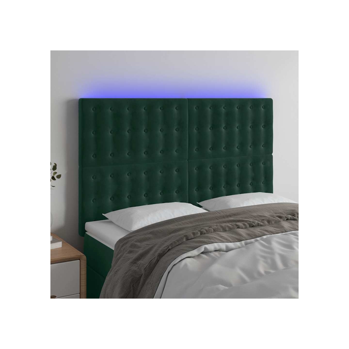 Tête de lit à LED Vert foncé 144x5x118/128 cm Velours