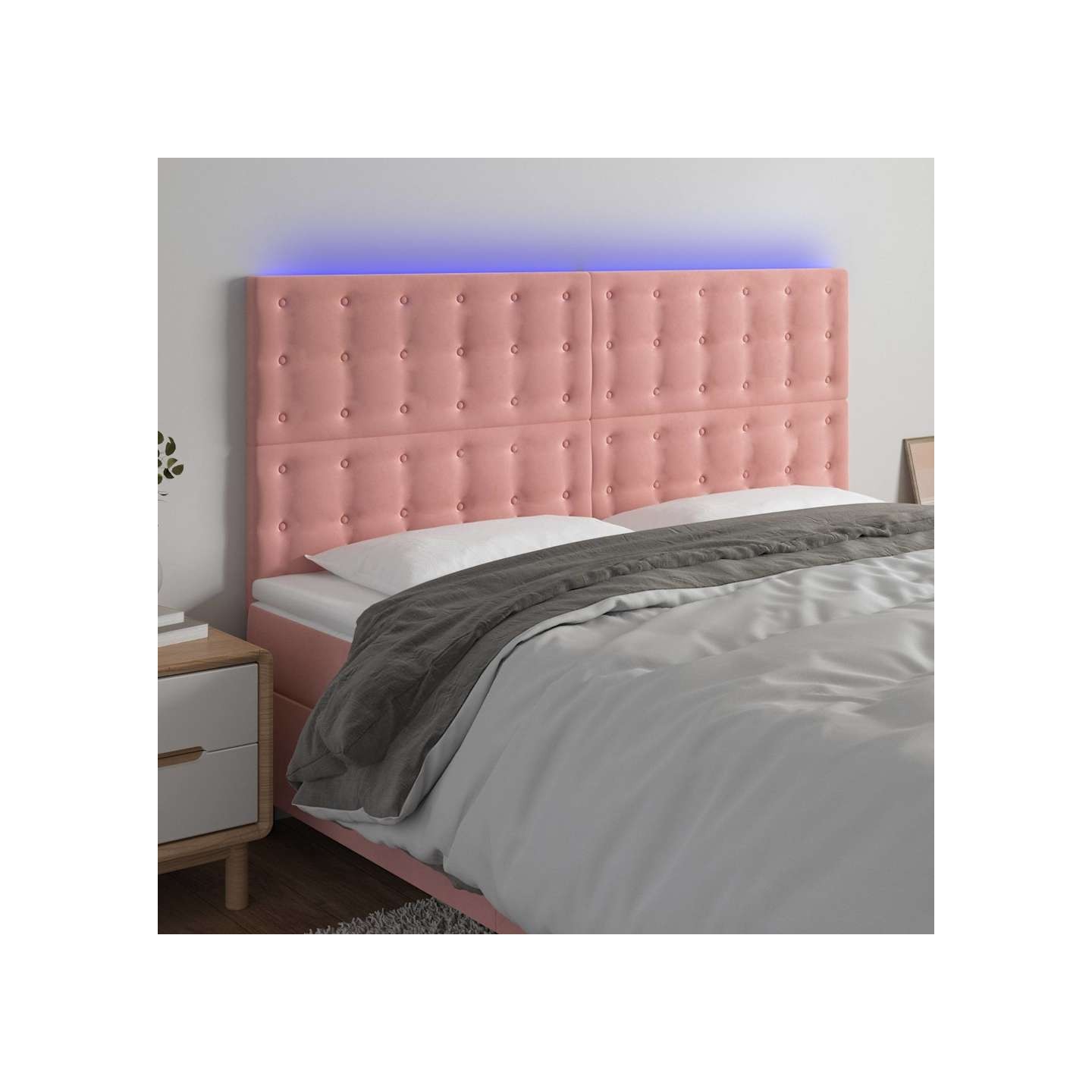 Tête de lit à LED Rose 200x5x118/128 cm Velours