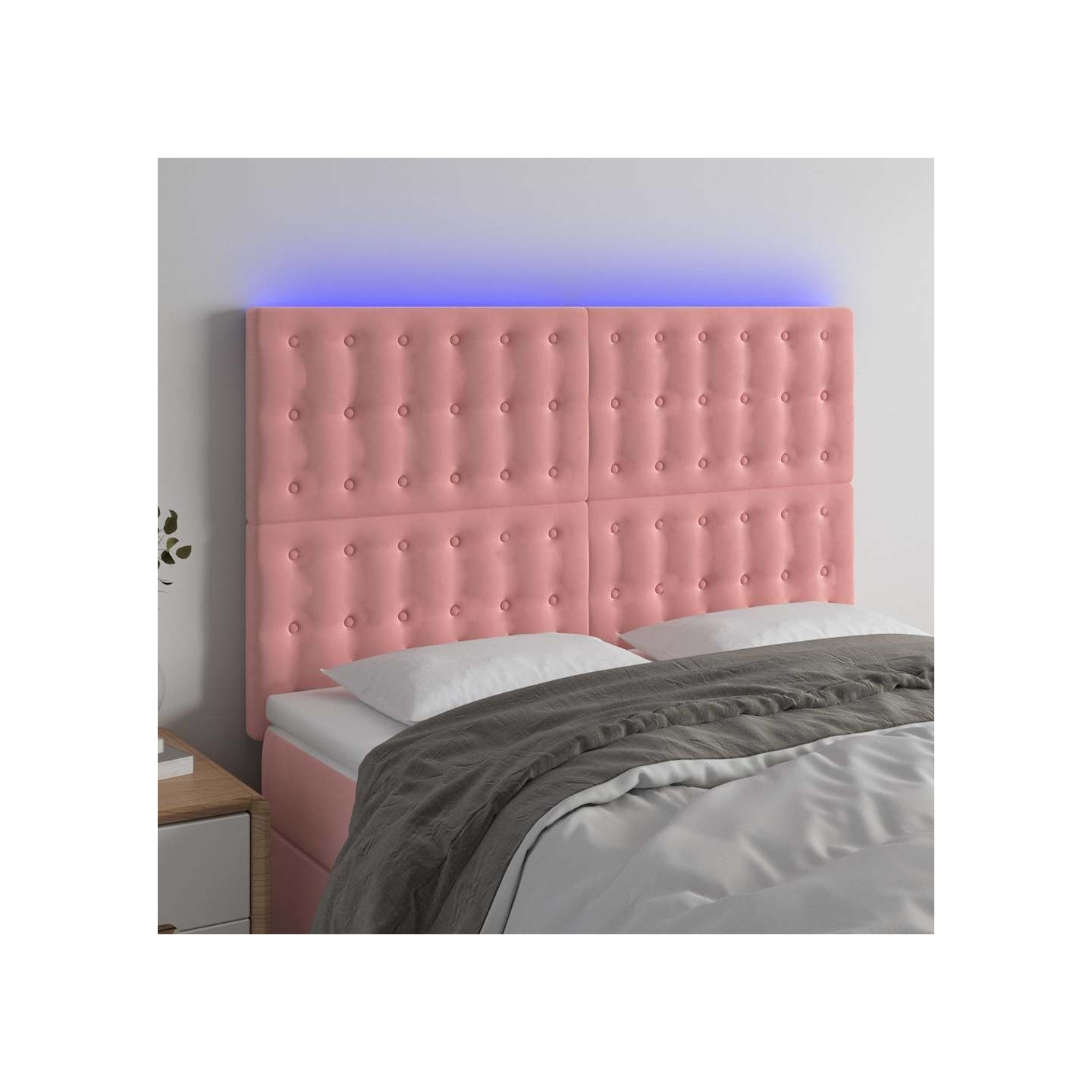 Tête de lit à LED Rose 144x5x118/128 cm Velours