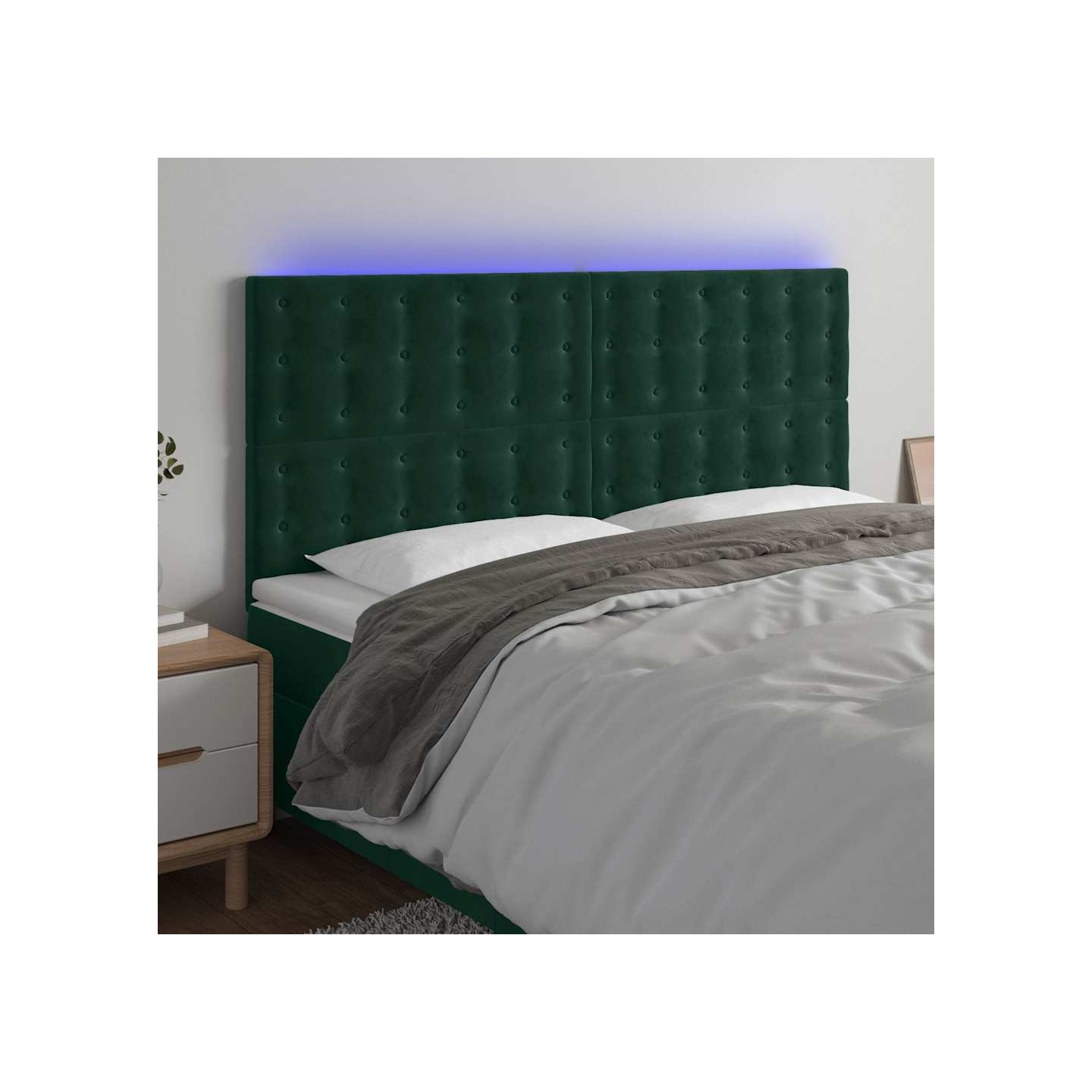 Tête de lit à LED Vert foncé 160x5x118/128 cm Velours