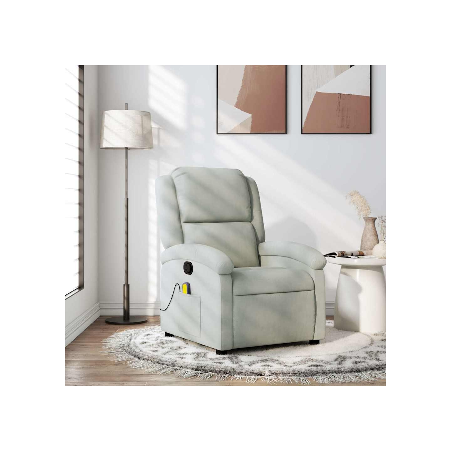Fauteuil inclinable de massage gris clair velours