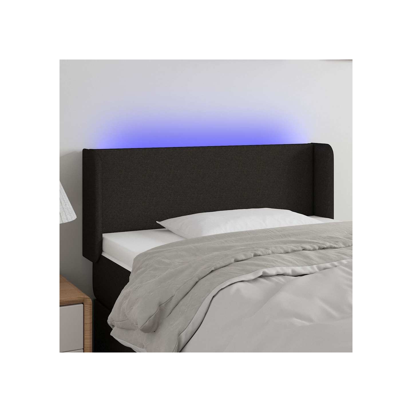 Tête de lit à LED Noir 103x16x78/88 cm Tissu