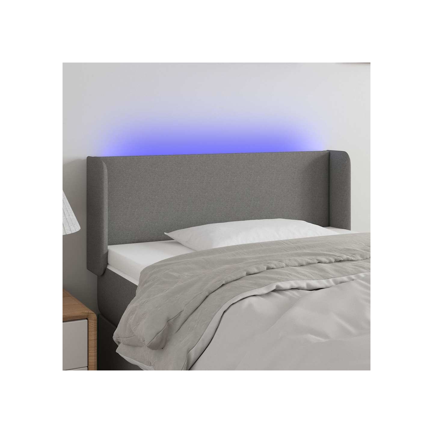 Tête de lit à LED Gris foncé 93x16x78/88 cm Tissu